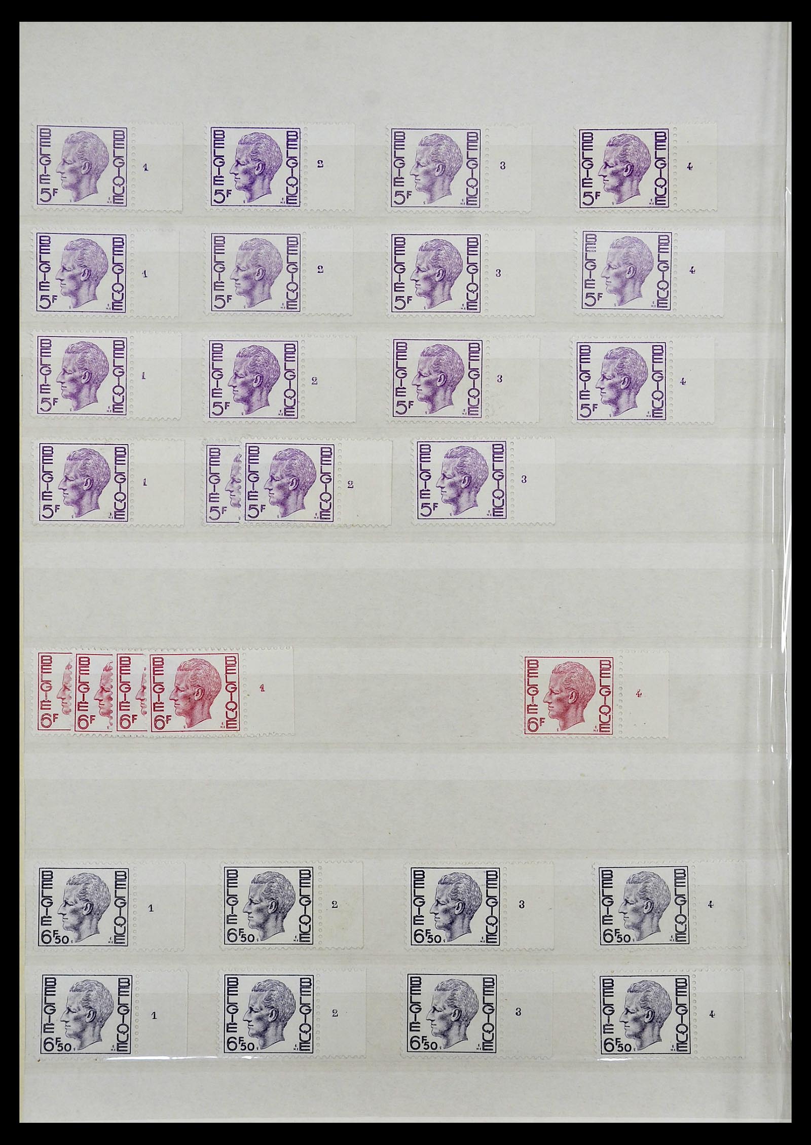 34524 094 - Postzegelverzameling 34524 België plaat en etsingnummers 1963-1990.