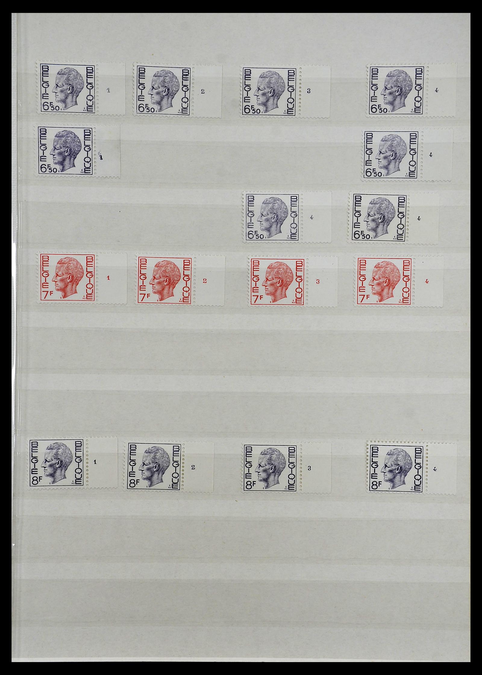 34524 095 - Postzegelverzameling 34524 België plaat en etsingnummers 1963-1990.