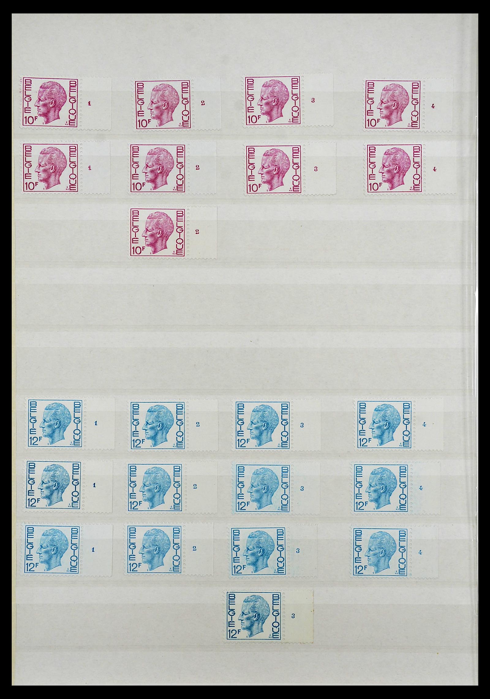 34524 096 - Postzegelverzameling 34524 België plaat en etsingnummers 1963-1990.