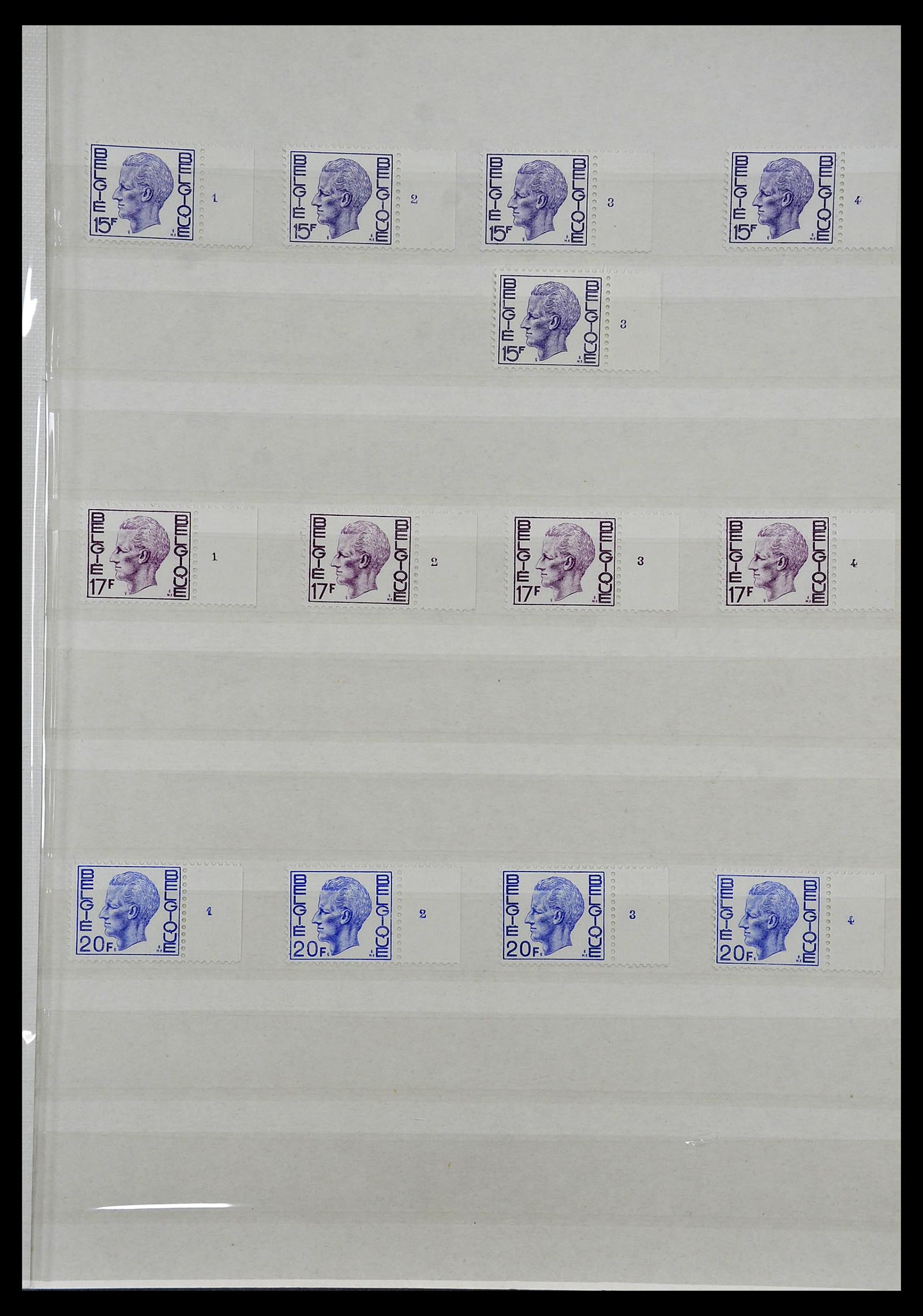 34524 097 - Stamp Collection 34524 Belgium plate and etching numbers 1963-1990.