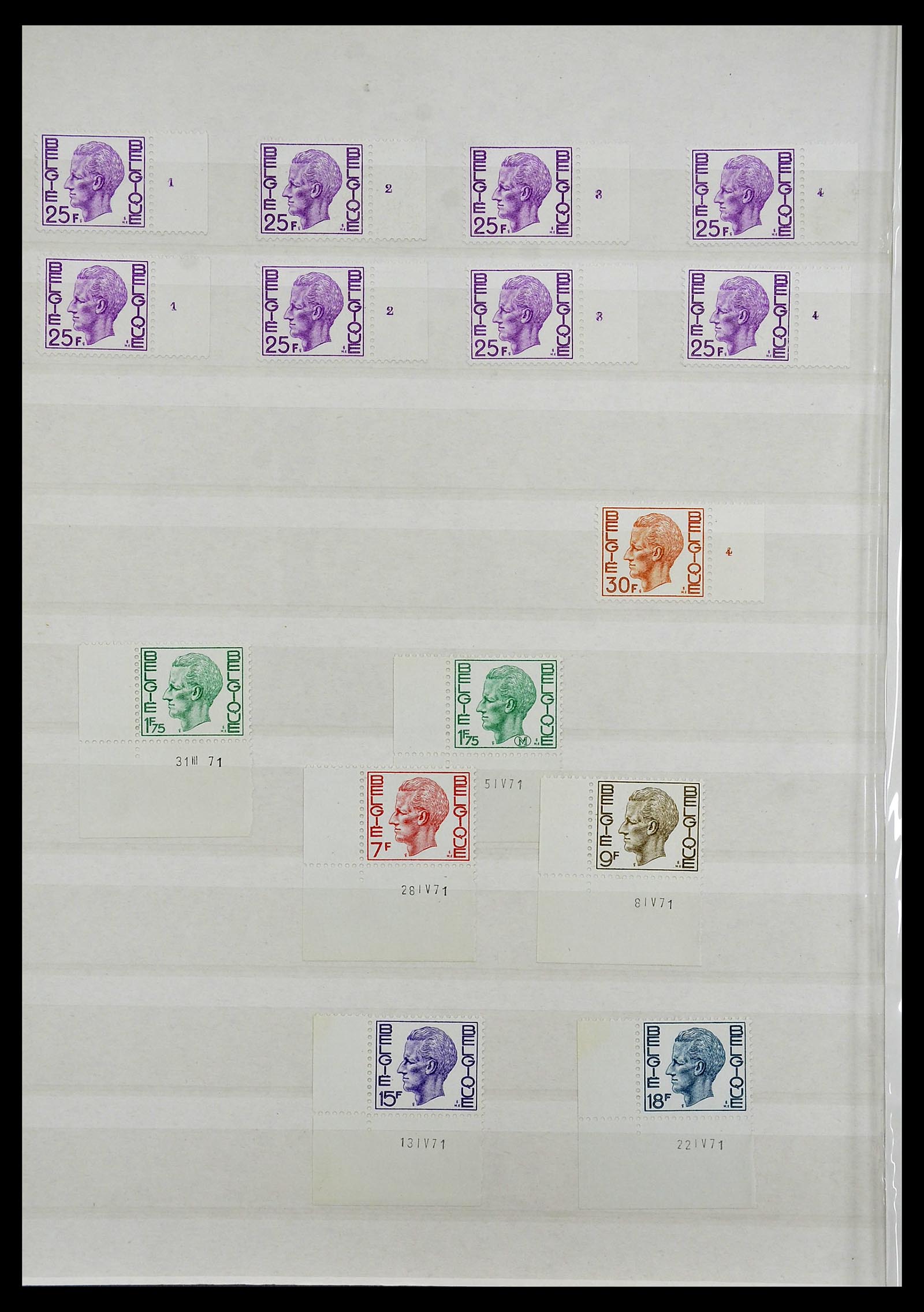 34524 098 - Stamp Collection 34524 Belgium plate and etching numbers 1963-1990.