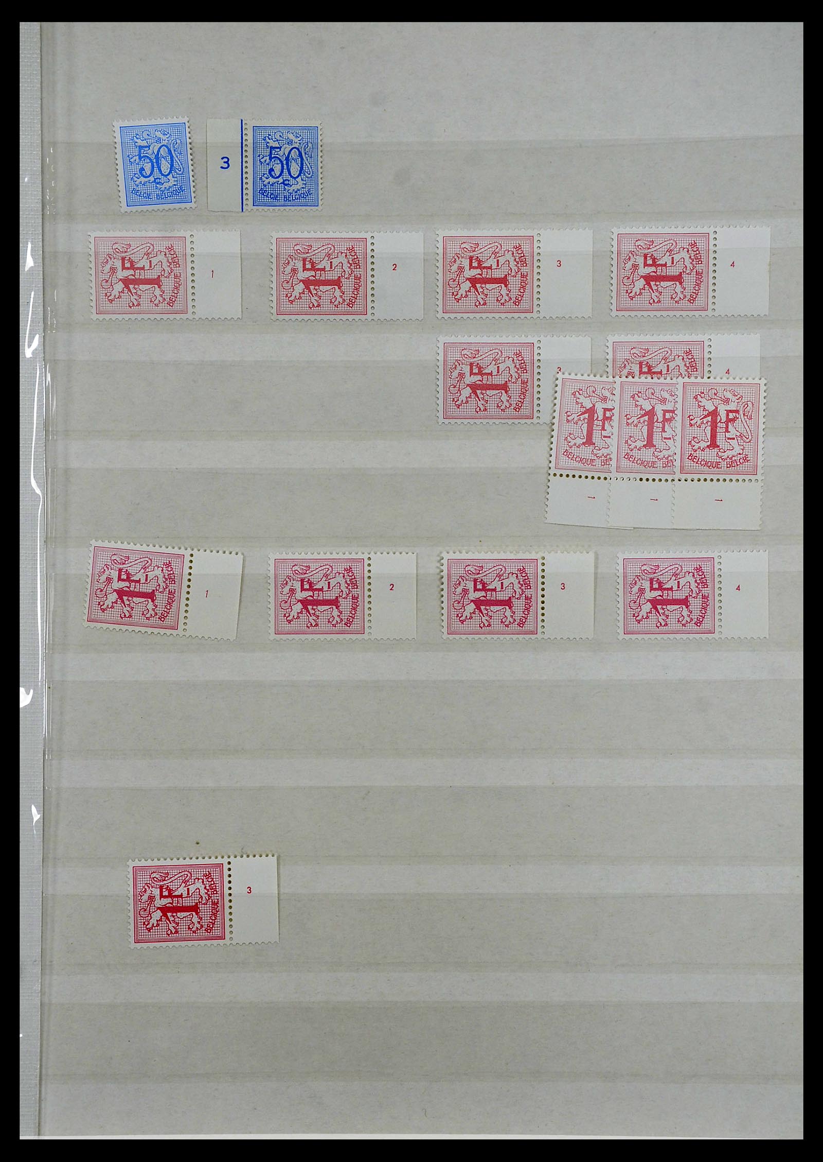 34524 101 - Postzegelverzameling 34524 België plaat en etsingnummers 1963-1990.