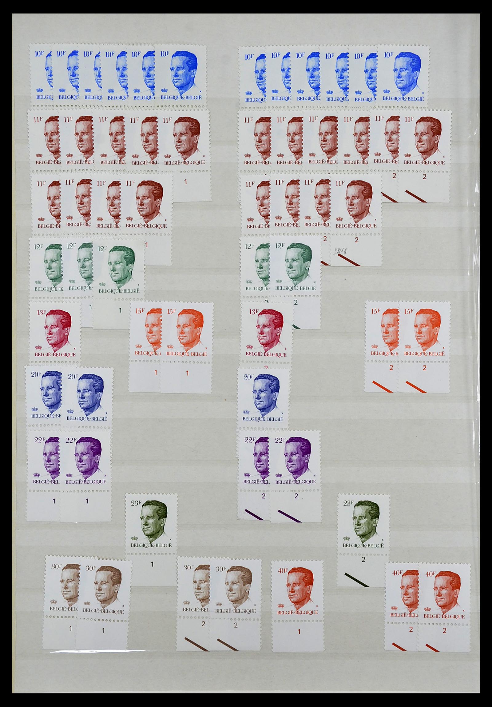34524 102 - Stamp Collection 34524 Belgium plate and etching numbers 1963-1990.