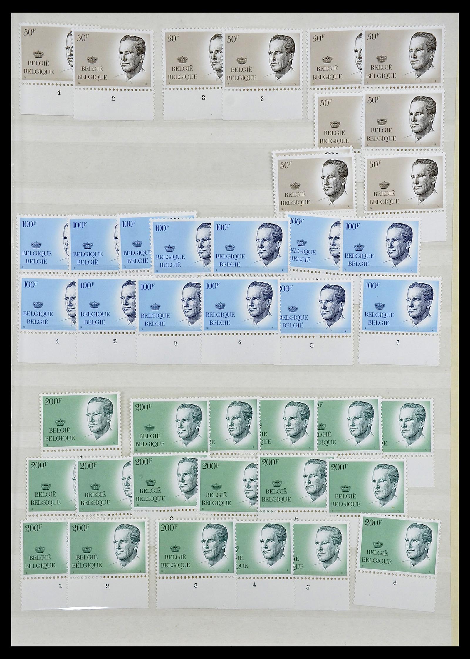 34524 103 - Postzegelverzameling 34524 België plaat en etsingnummers 1963-1990.