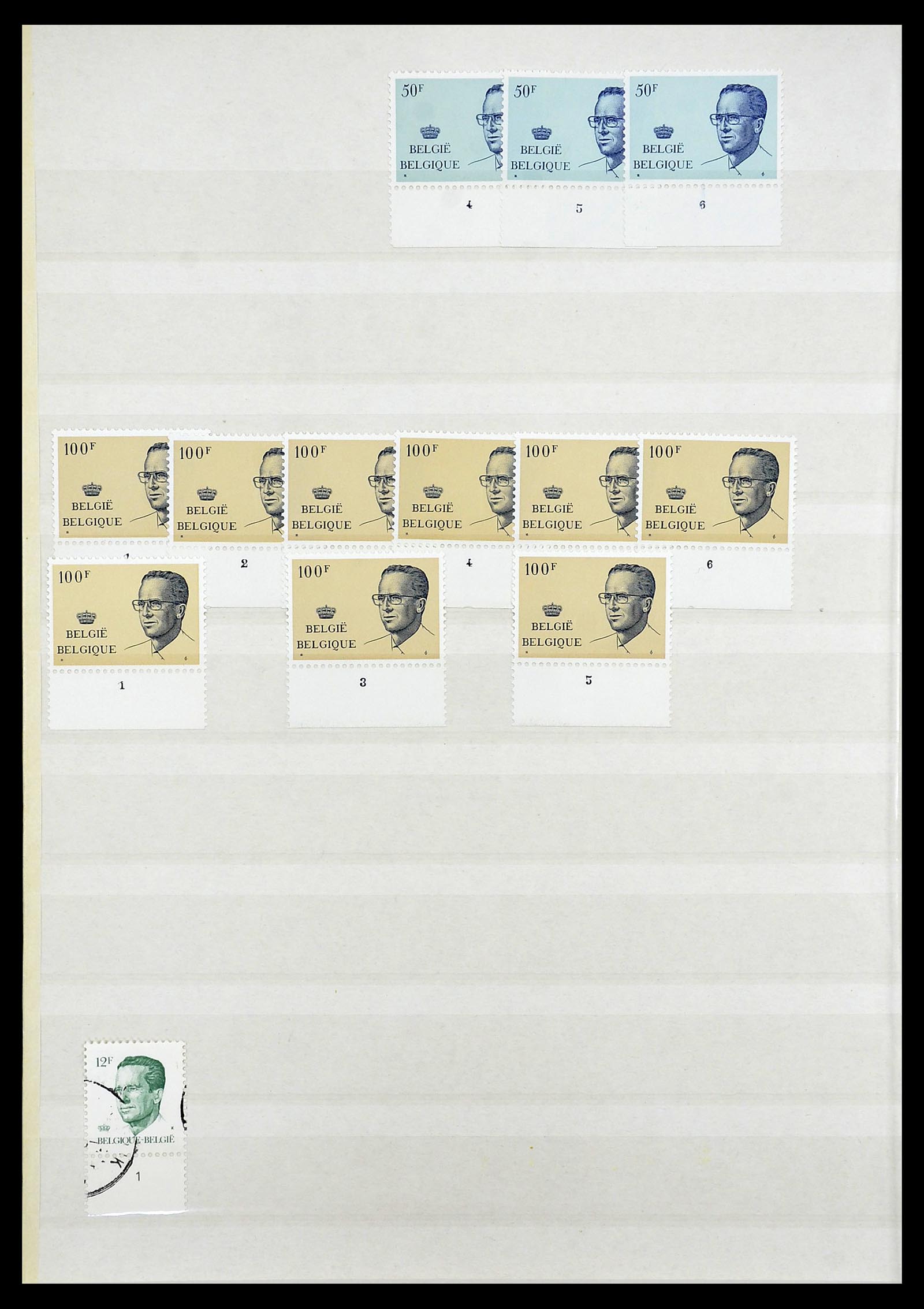 34524 106 - Postzegelverzameling 34524 België plaat en etsingnummers 1963-1990.