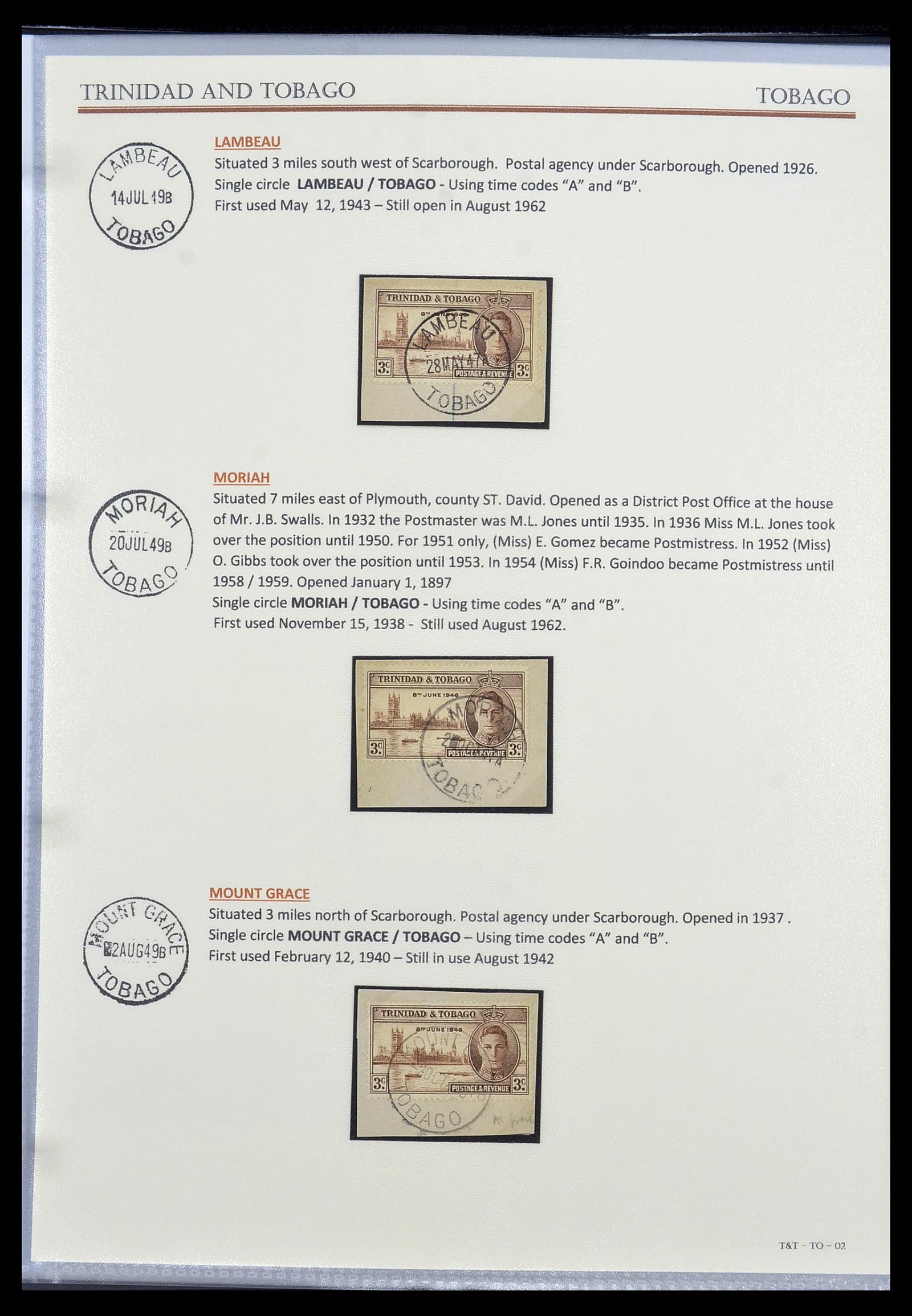 34527 006 - Stamp Collection 34527 Trinidad and Tobago cancels 1900-1956.