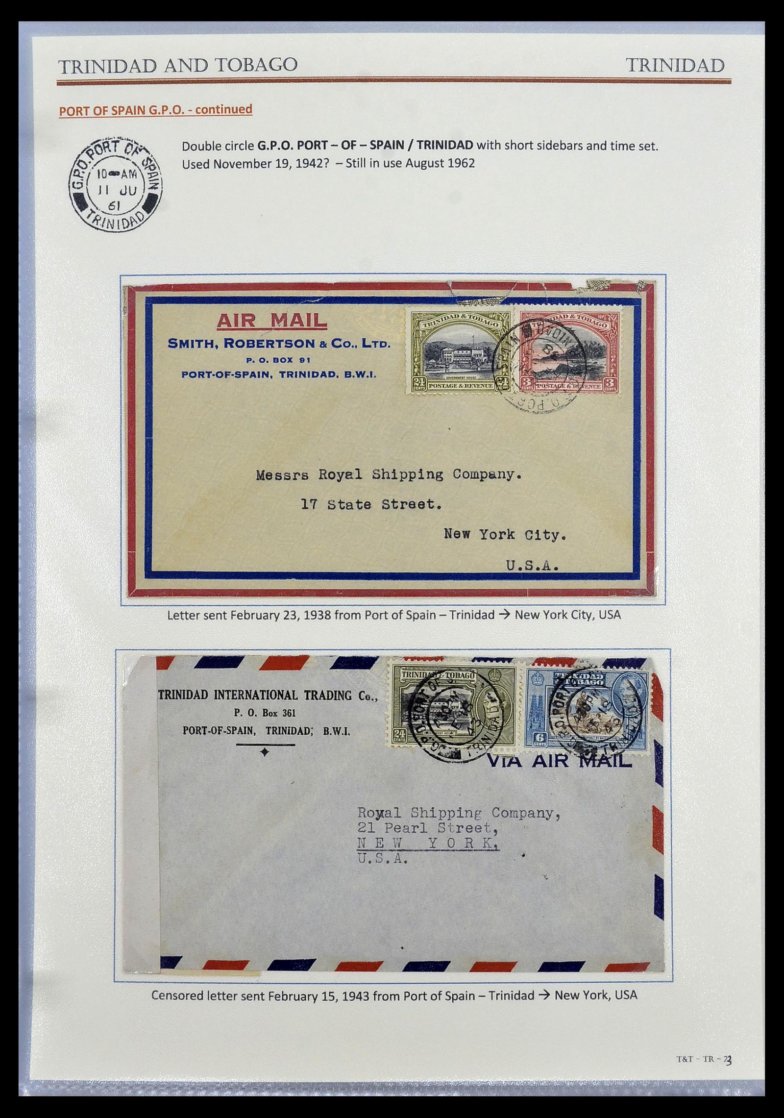 34527 010 - Postzegelverzameling 34527 Trinidad en Tobago stempels 1900-1956.