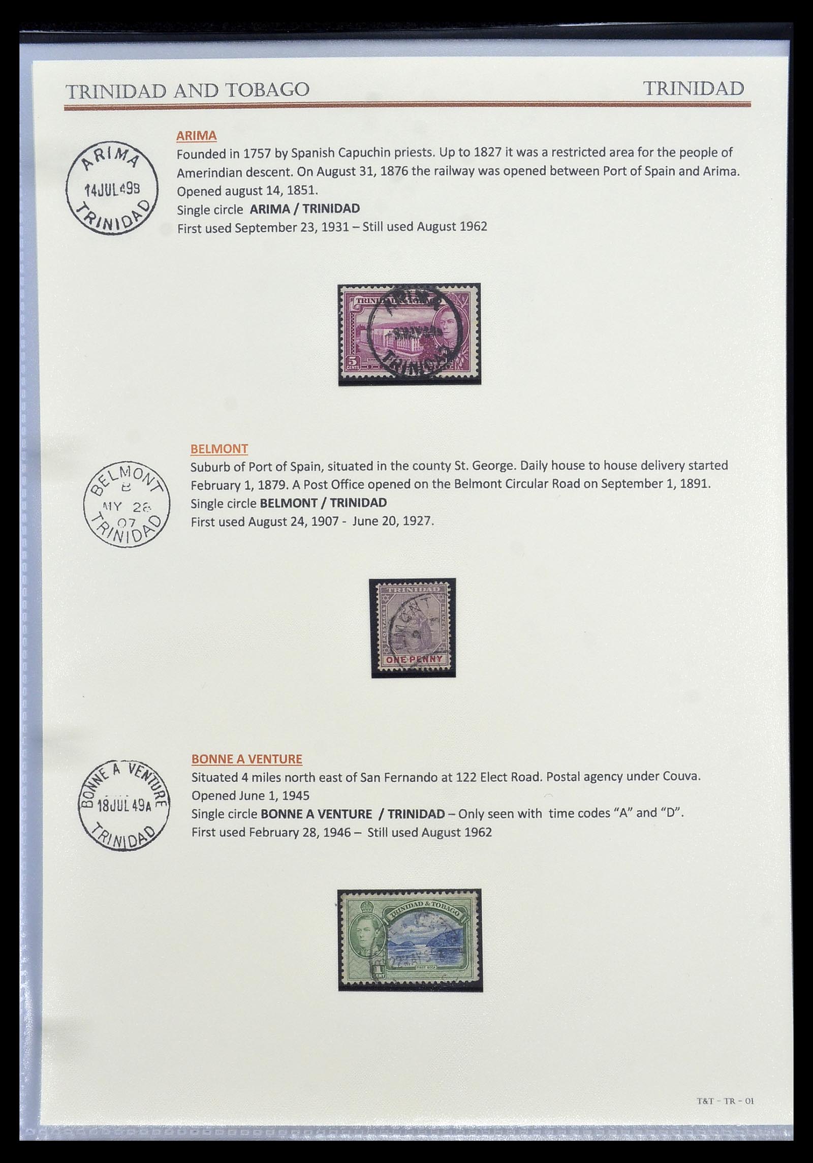 34527 015 - Postzegelverzameling 34527 Trinidad en Tobago stempels 1900-1956.