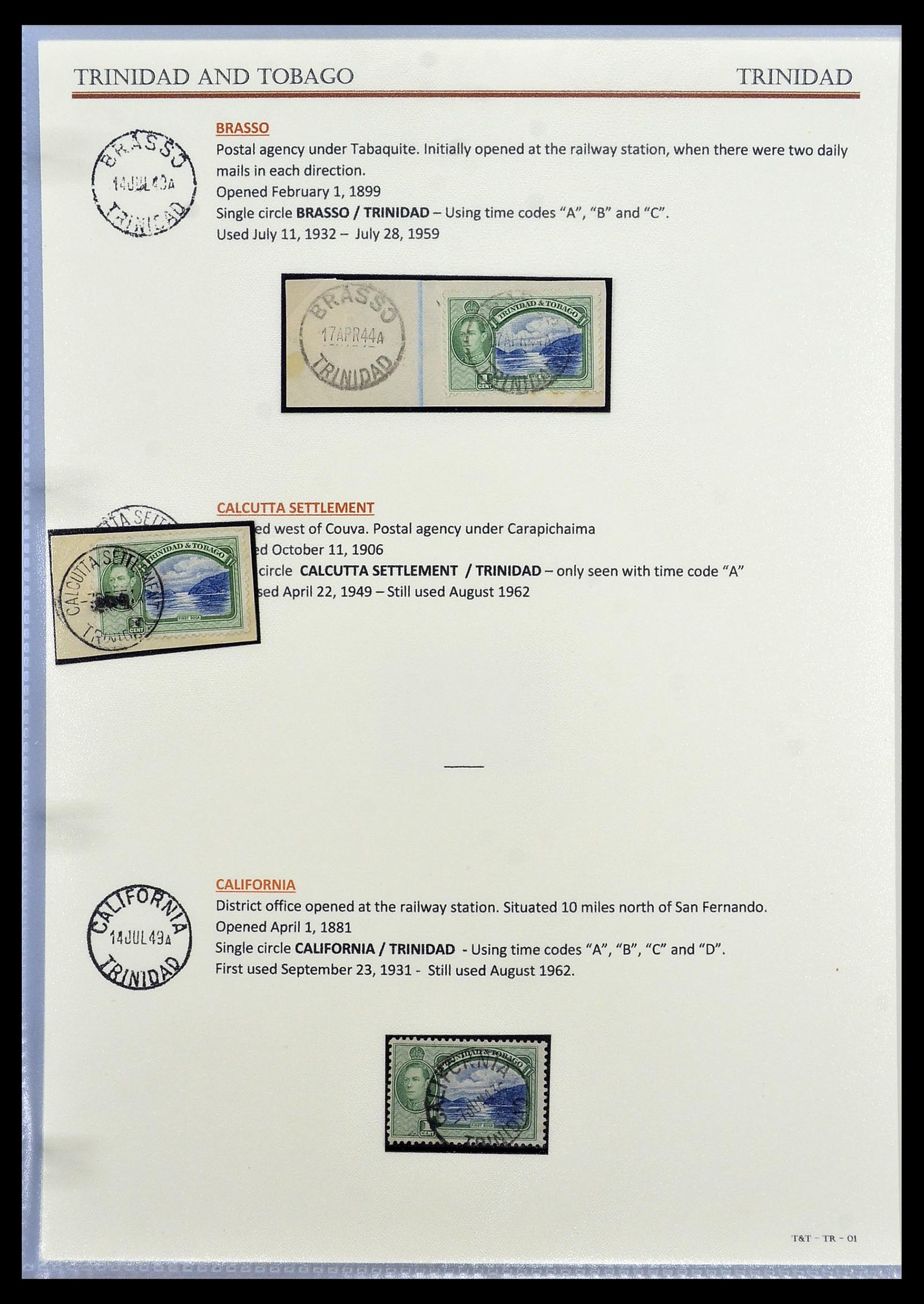 34527 017 - Postzegelverzameling 34527 Trinidad en Tobago stempels 1900-1956.