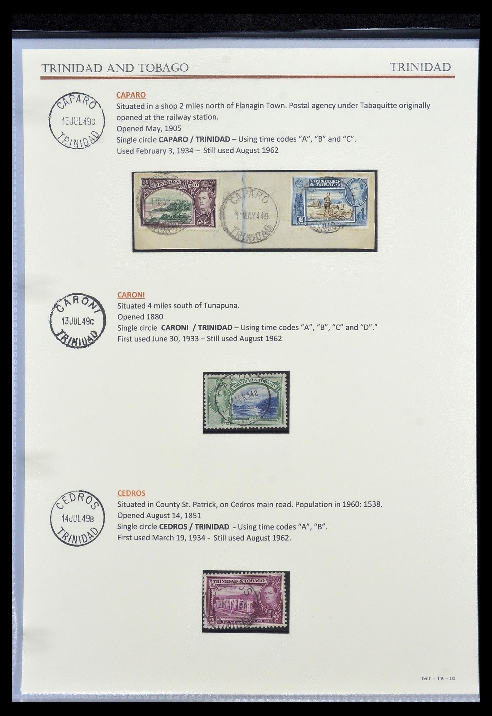 34527 018 - Stamp Collection 34527 Trinidad and Tobago cancels 1900-1956.