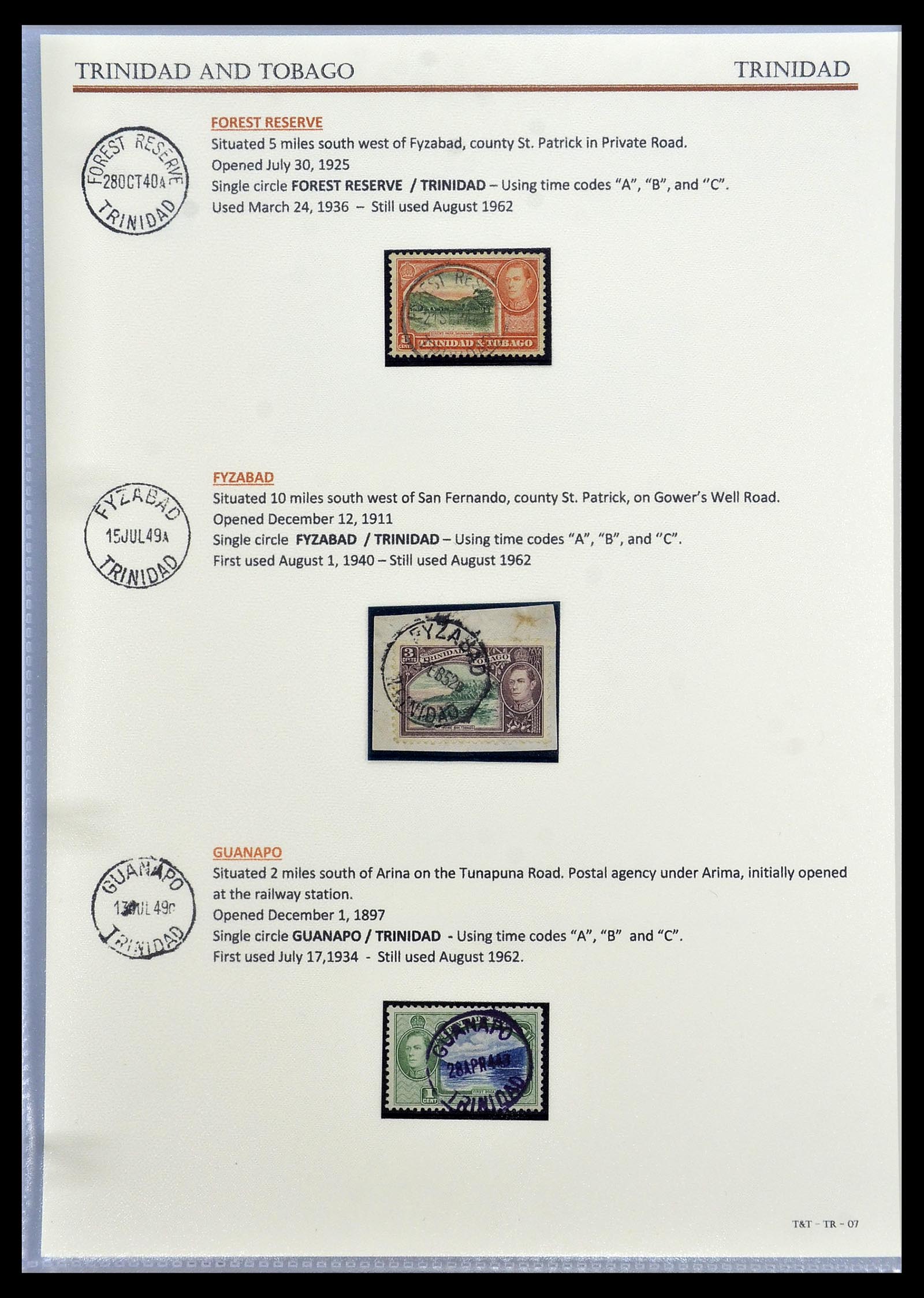 34527 023 - Stamp Collection 34527 Trinidad and Tobago cancels 1900-1956.