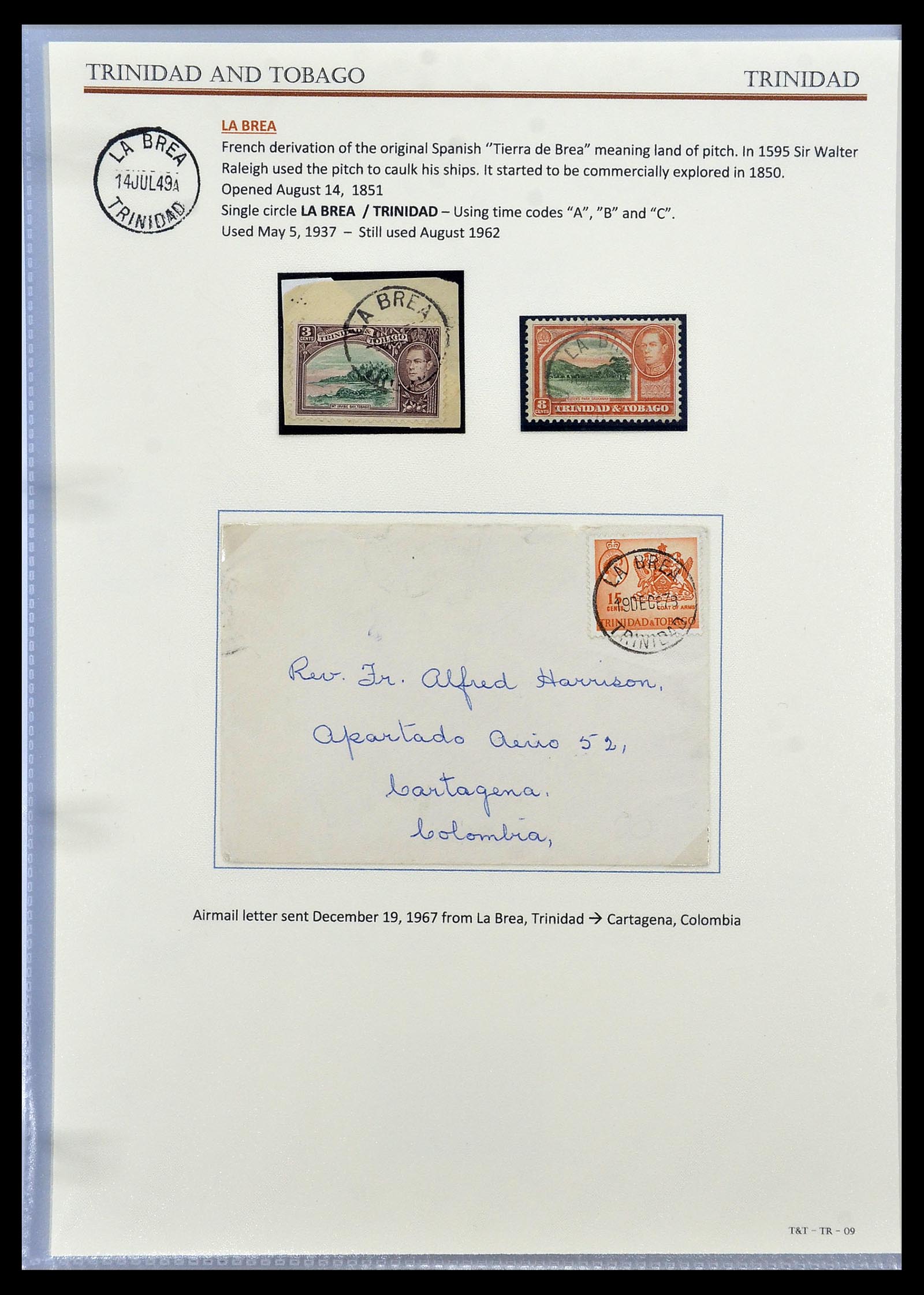 34527 024 - Stamp Collection 34527 Trinidad and Tobago cancels 1900-1956.