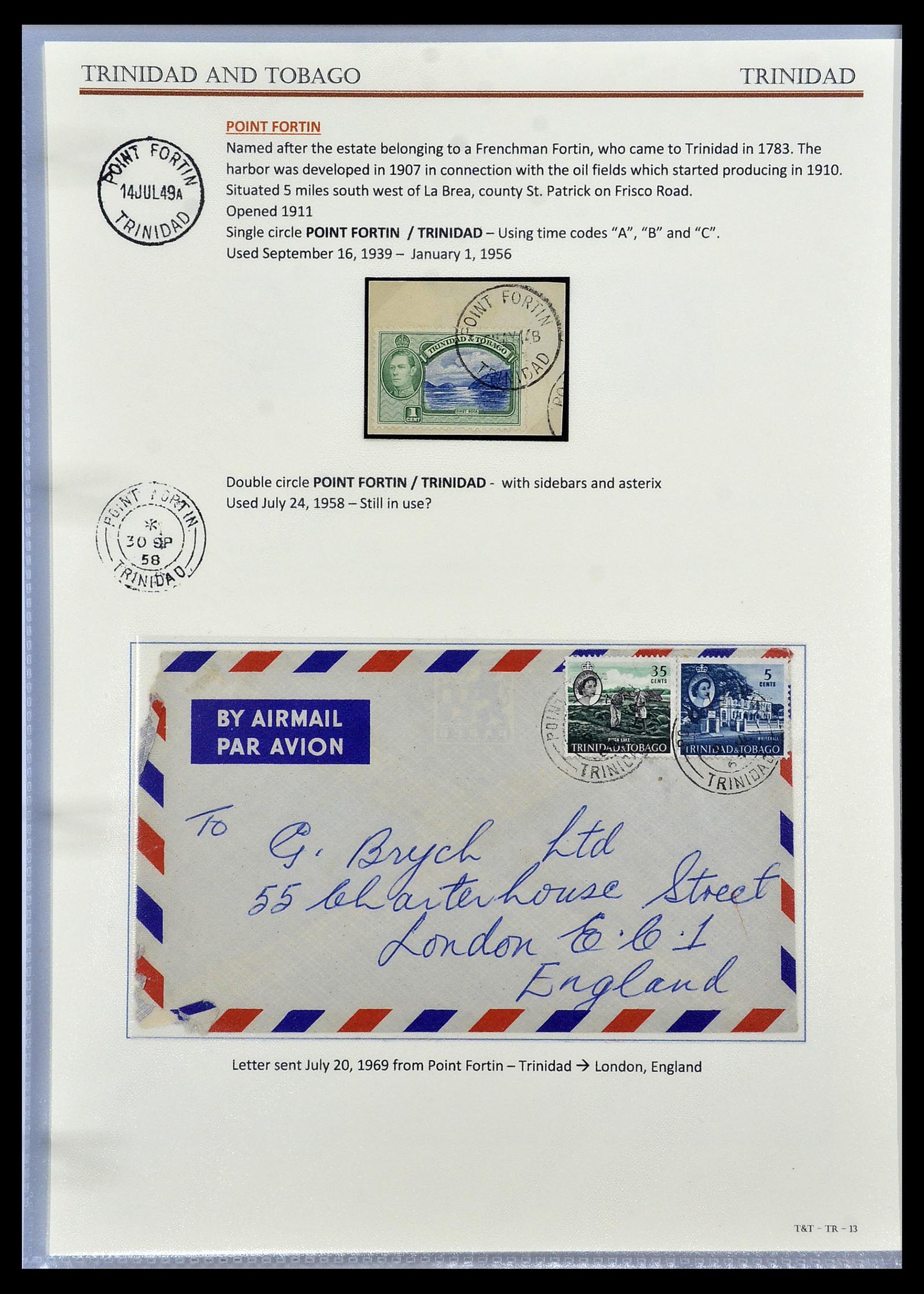 34527 028 - Postzegelverzameling 34527 Trinidad en Tobago stempels 1900-1956.