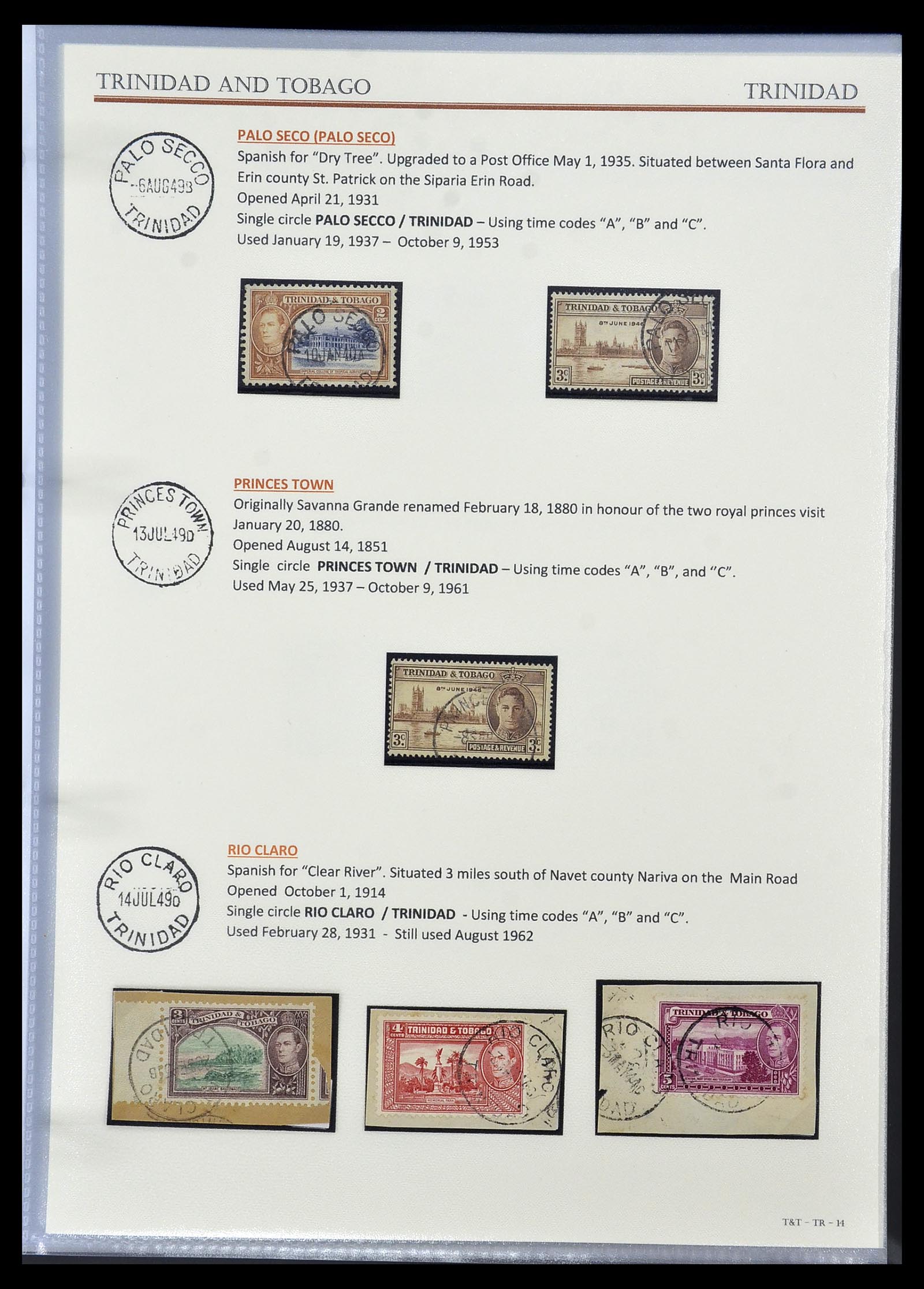 34527 030 - Stamp Collection 34527 Trinidad and Tobago cancels 1900-1956.