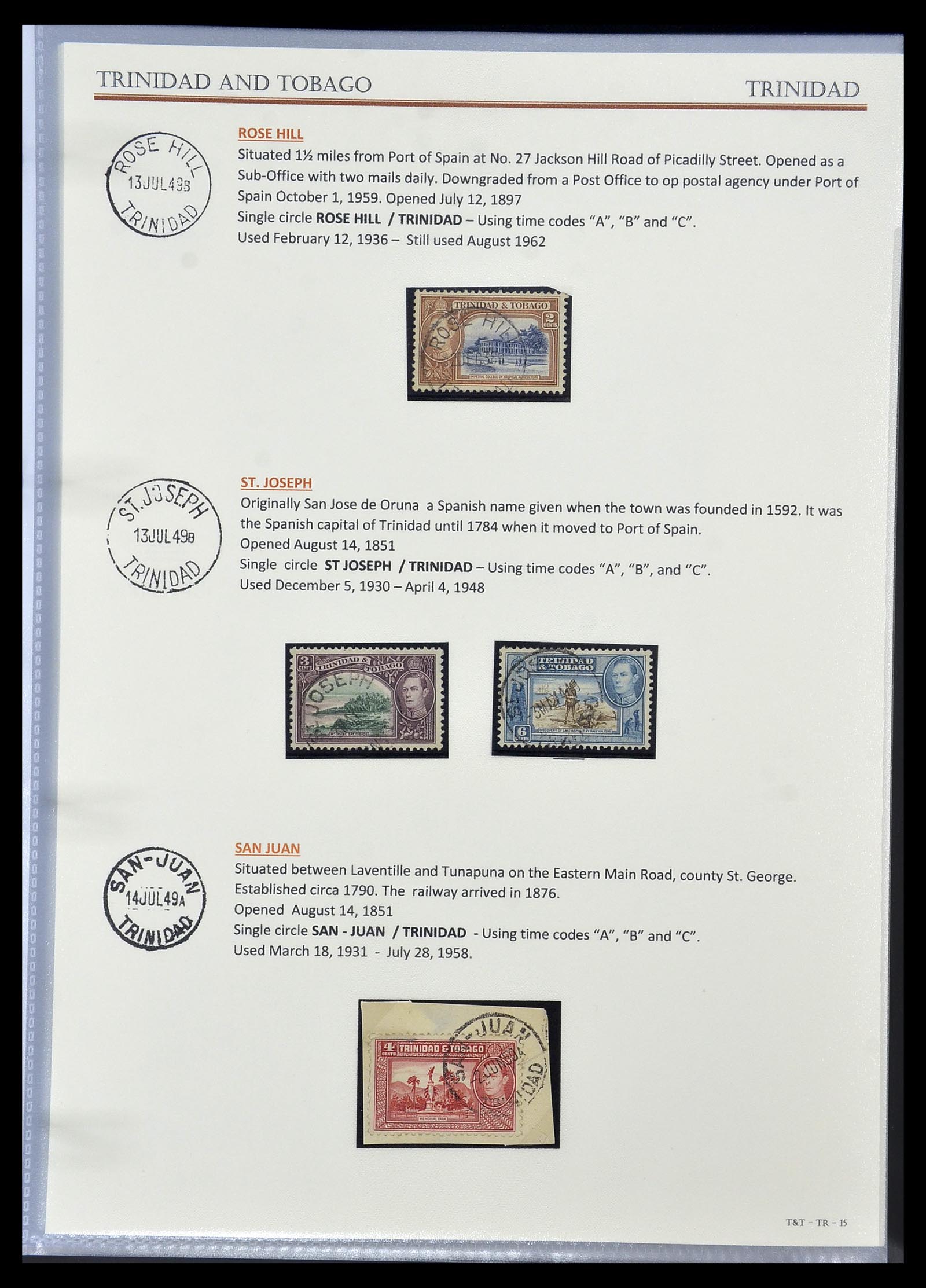 34527 031 - Postzegelverzameling 34527 Trinidad en Tobago stempels 1900-1956.