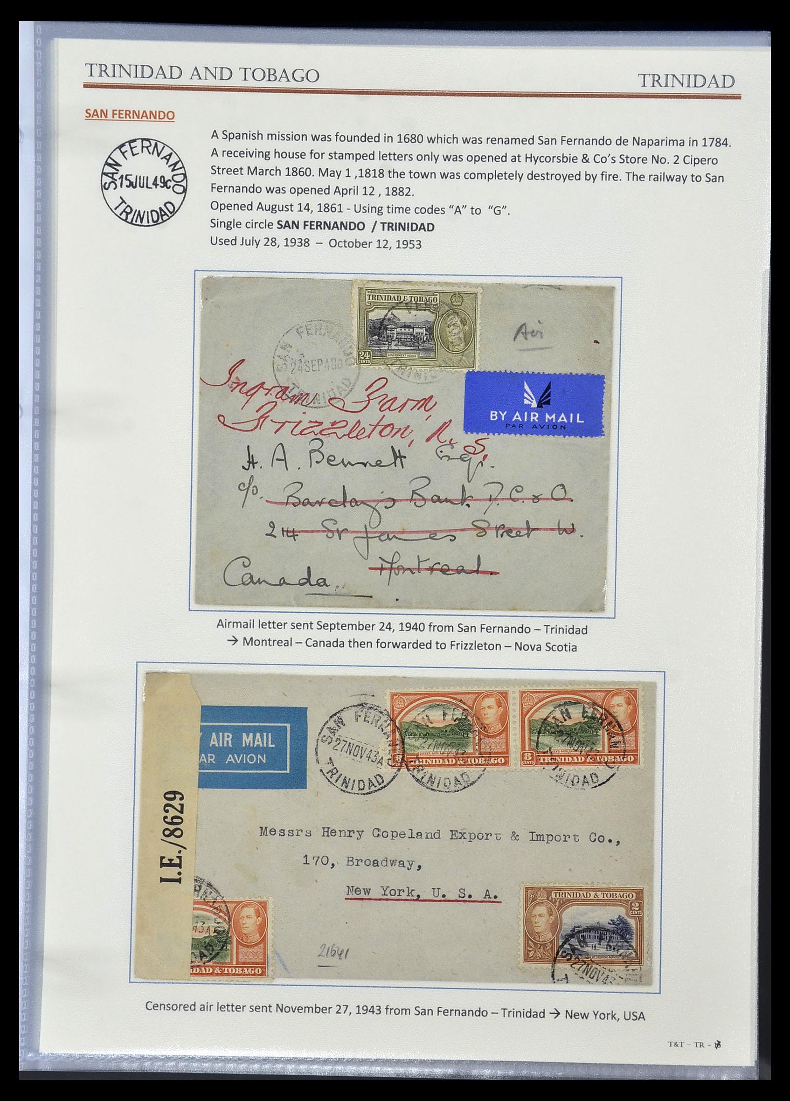 34527 032 - Stamp Collection 34527 Trinidad and Tobago cancels 1900-1956.