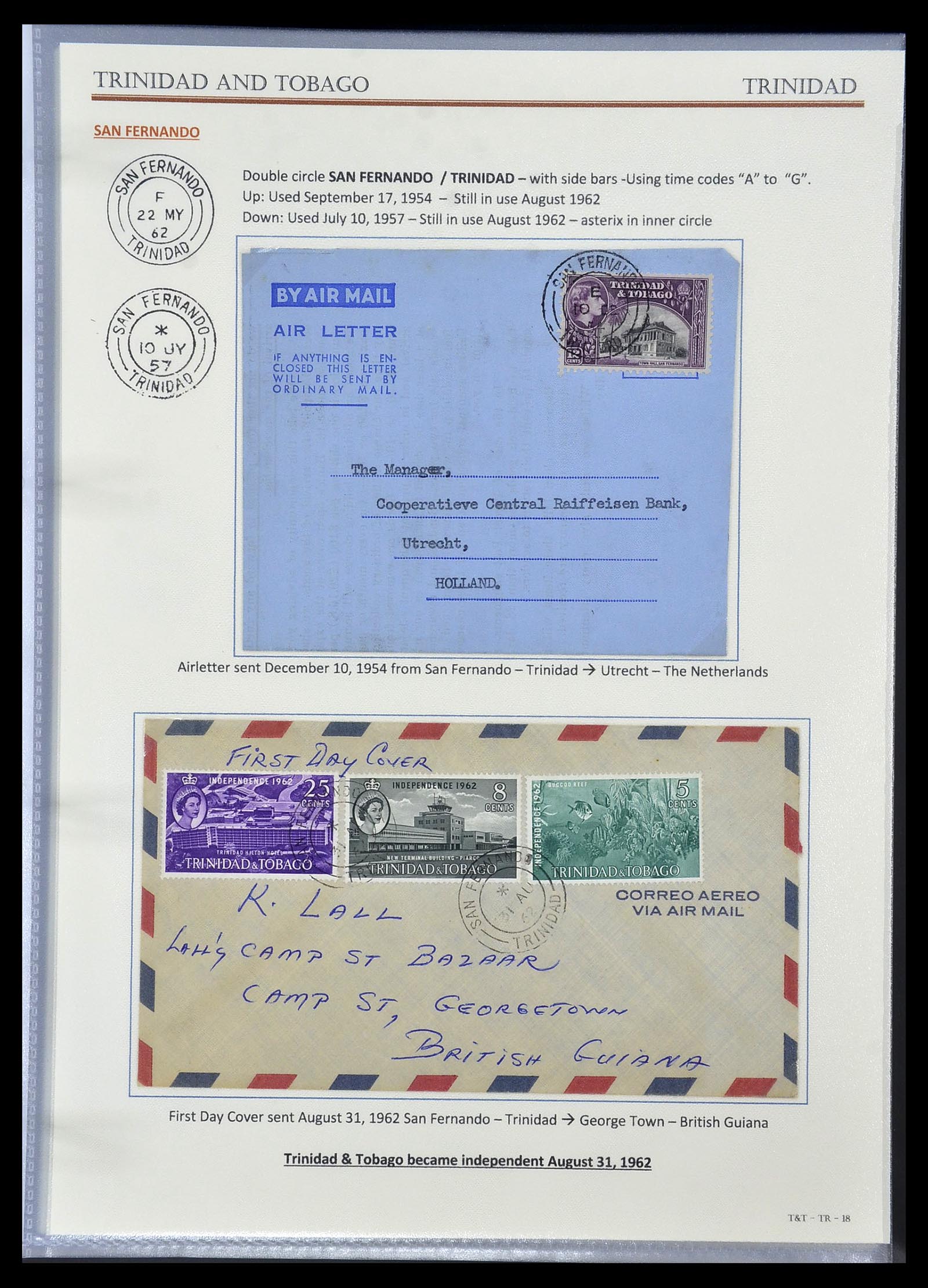 34527 033 - Stamp Collection 34527 Trinidad and Tobago cancels 1900-1956.