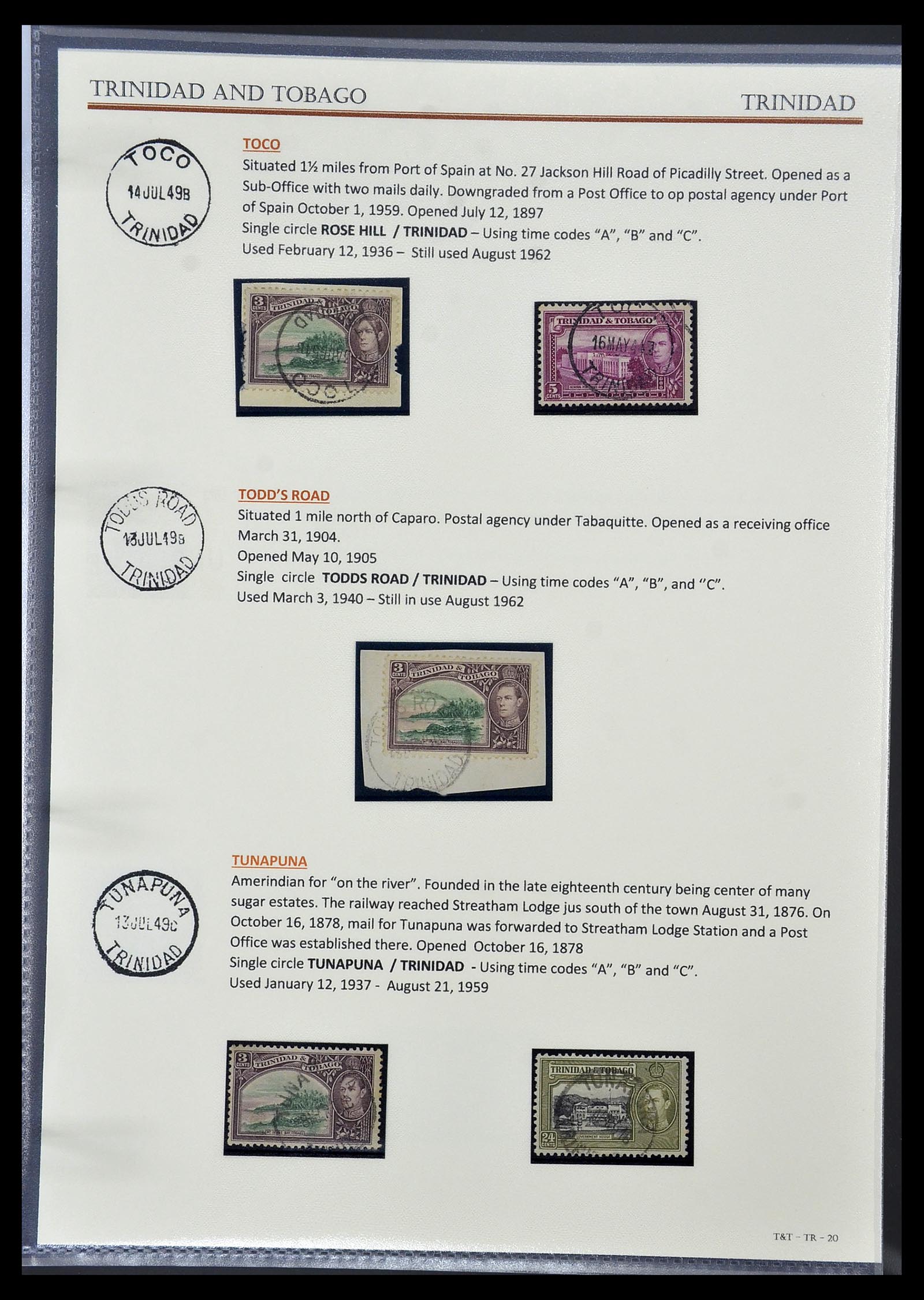 34527 036 - Postzegelverzameling 34527 Trinidad en Tobago stempels 1900-1956.