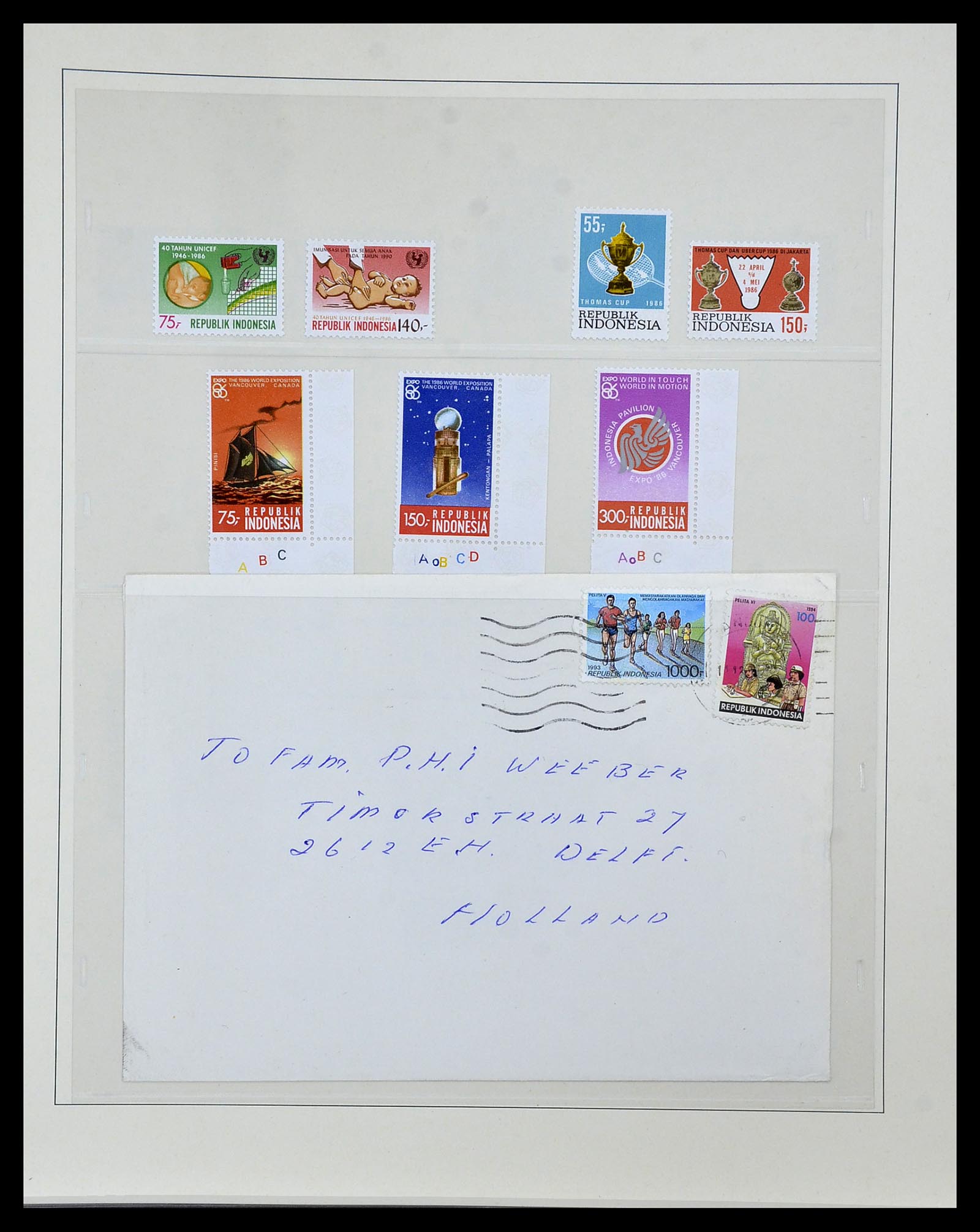 34538 093 - Postzegelverzameling 34538 Indonesië 1951-2005.
