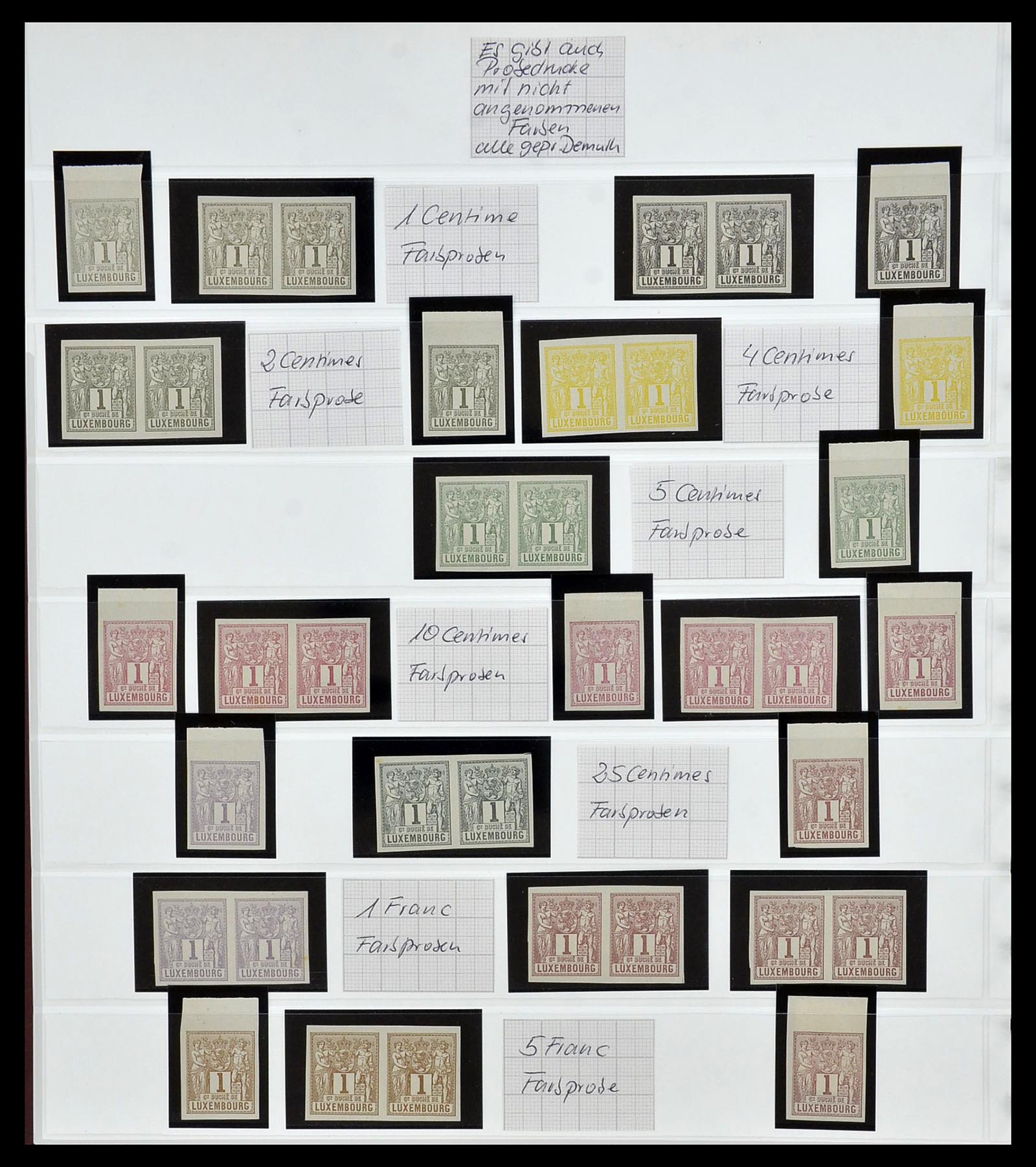 34550 004 - Stamp Collection 34550 Luxembourg proofs 1852-1945.