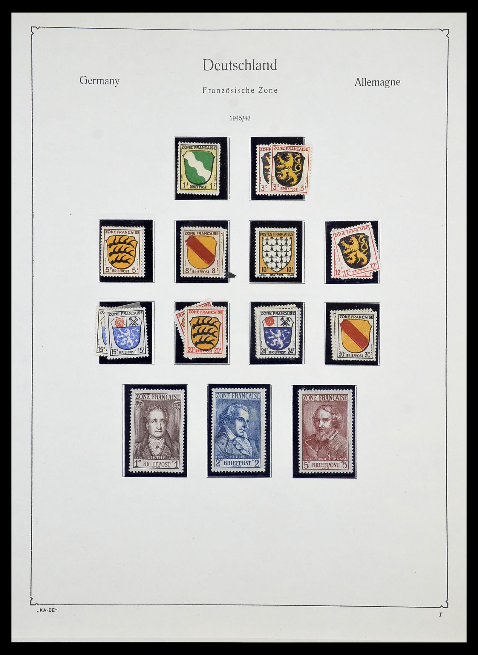 34556 001 - Postzegelverzameling 34556 Franse Zone 1945-1948.