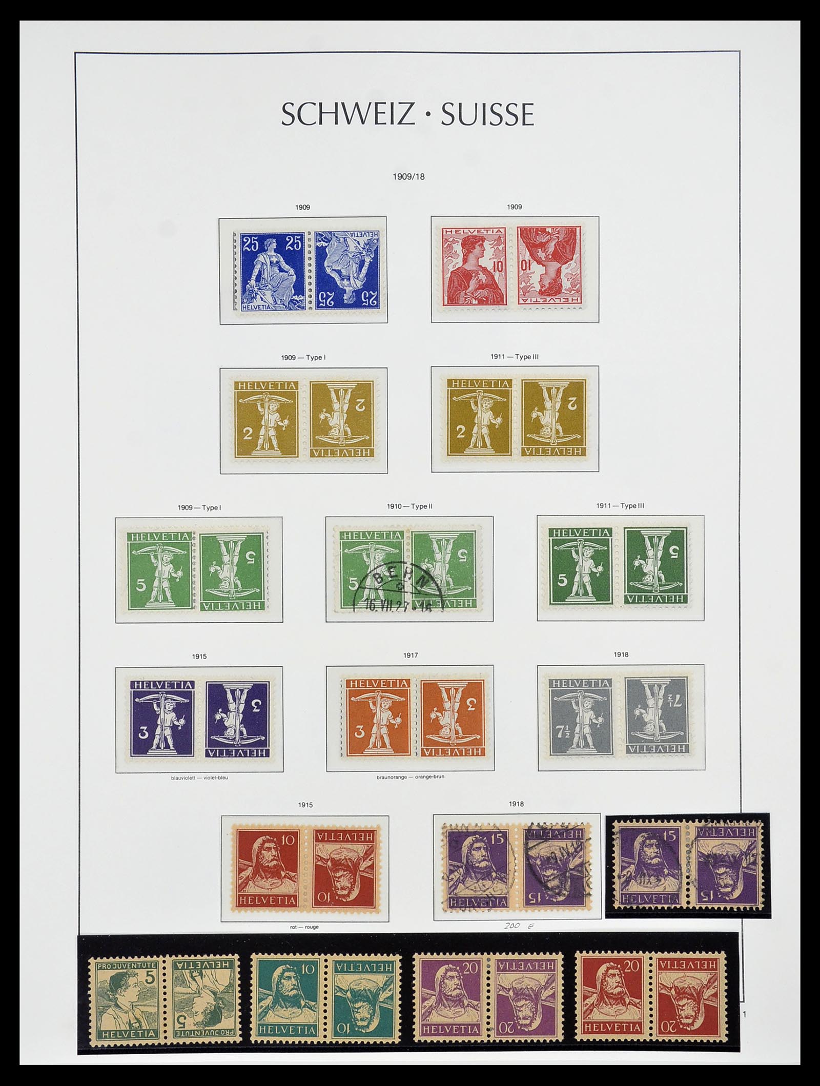 34557 001 - Postzegelverzameling 34557 Zwitserland combinaties 1909-1953.