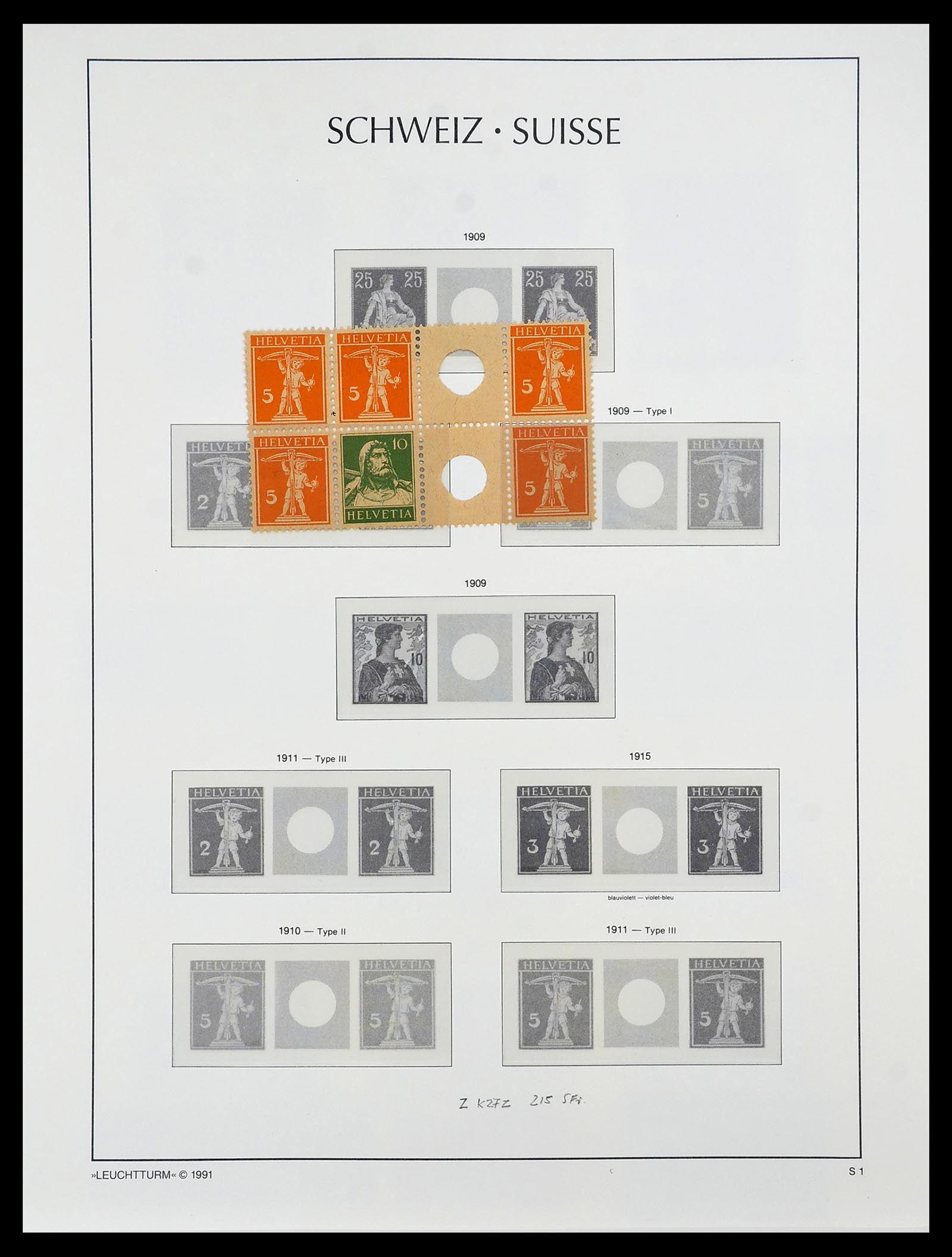 34557 002 - Postzegelverzameling 34557 Zwitserland combinaties 1909-1953.
