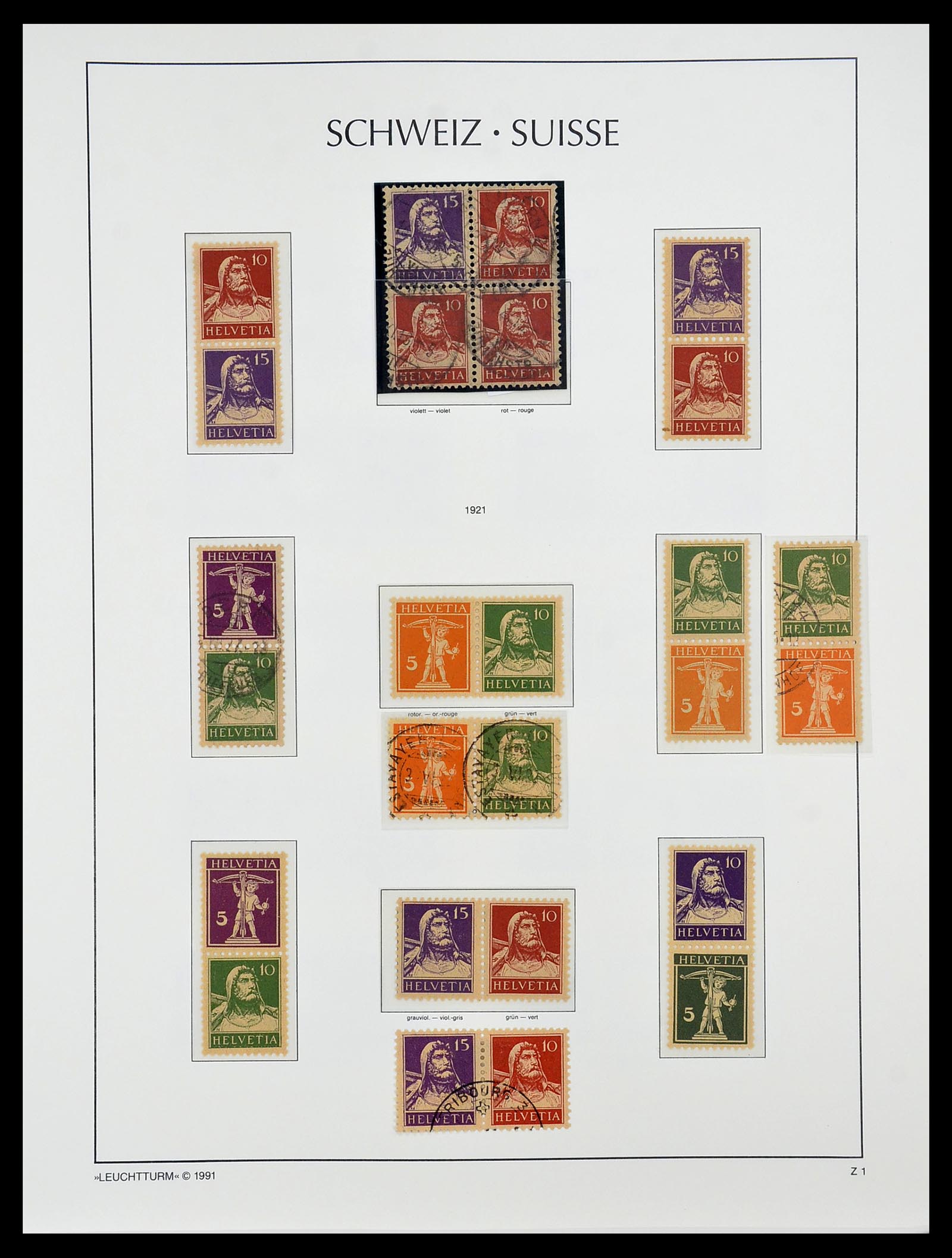 34557 004 - Stamp Collection 34557 Switzerland combinations 1909-1953.