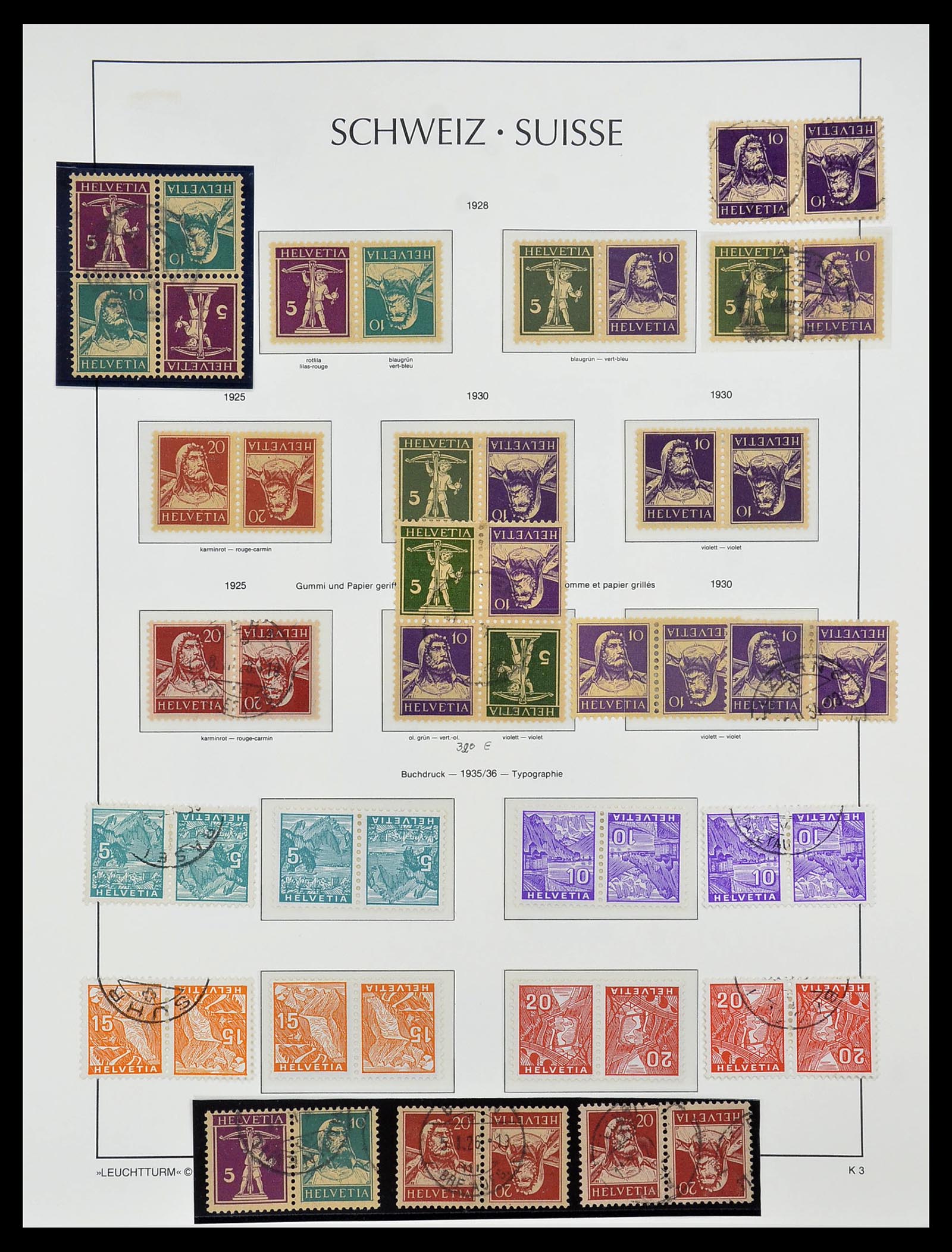 34557 009 - Postzegelverzameling 34557 Zwitserland combinaties 1909-1953.
