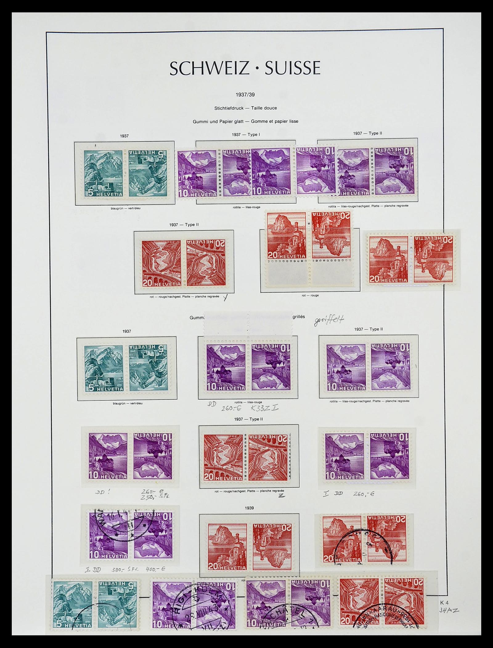 34557 011 - Postzegelverzameling 34557 Zwitserland combinaties 1909-1953.