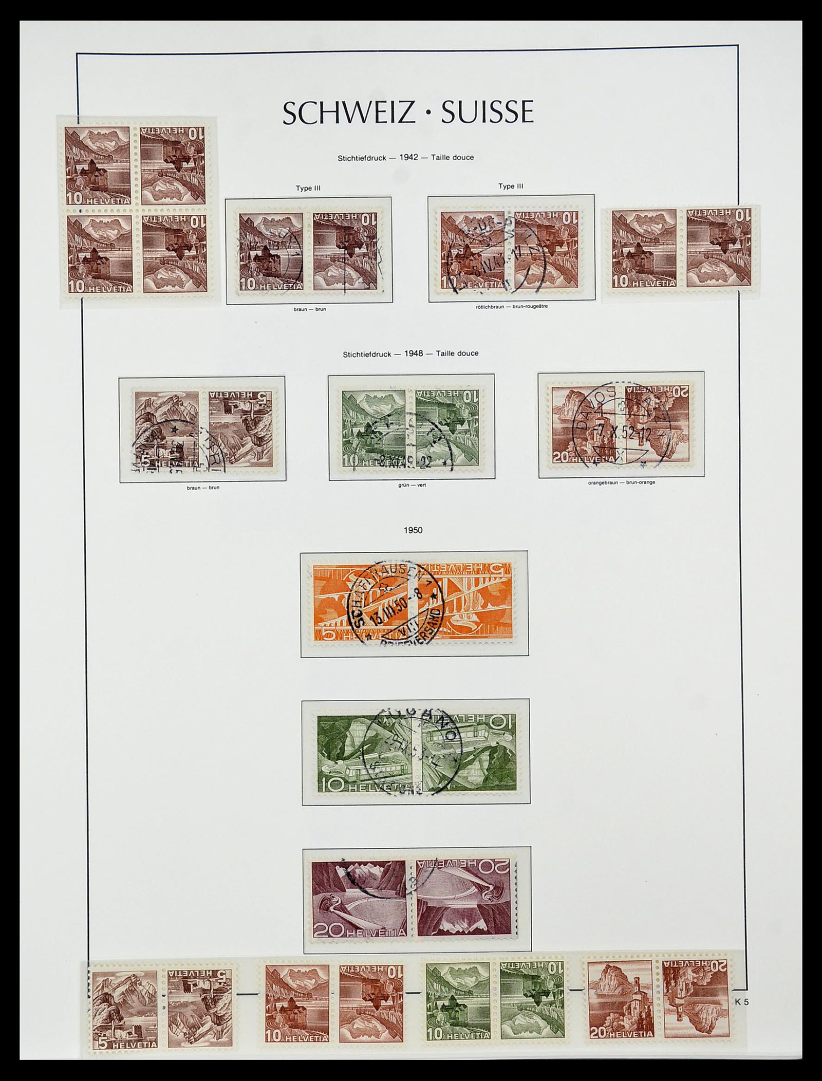 34557 012 - Postzegelverzameling 34557 Zwitserland combinaties 1909-1953.