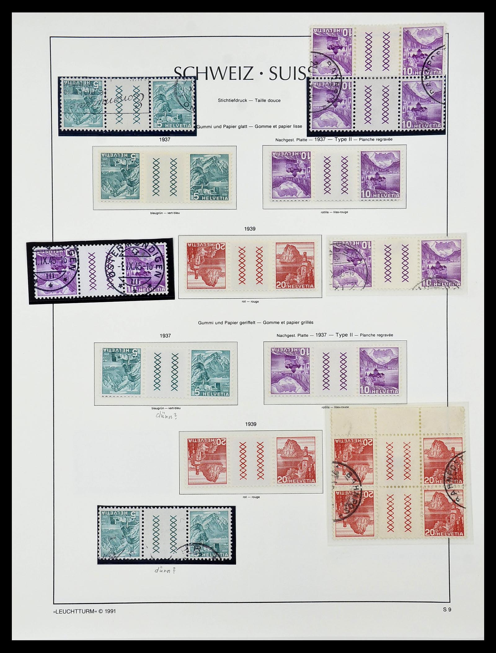 34557 017 - Postzegelverzameling 34557 Zwitserland combinaties 1909-1953.