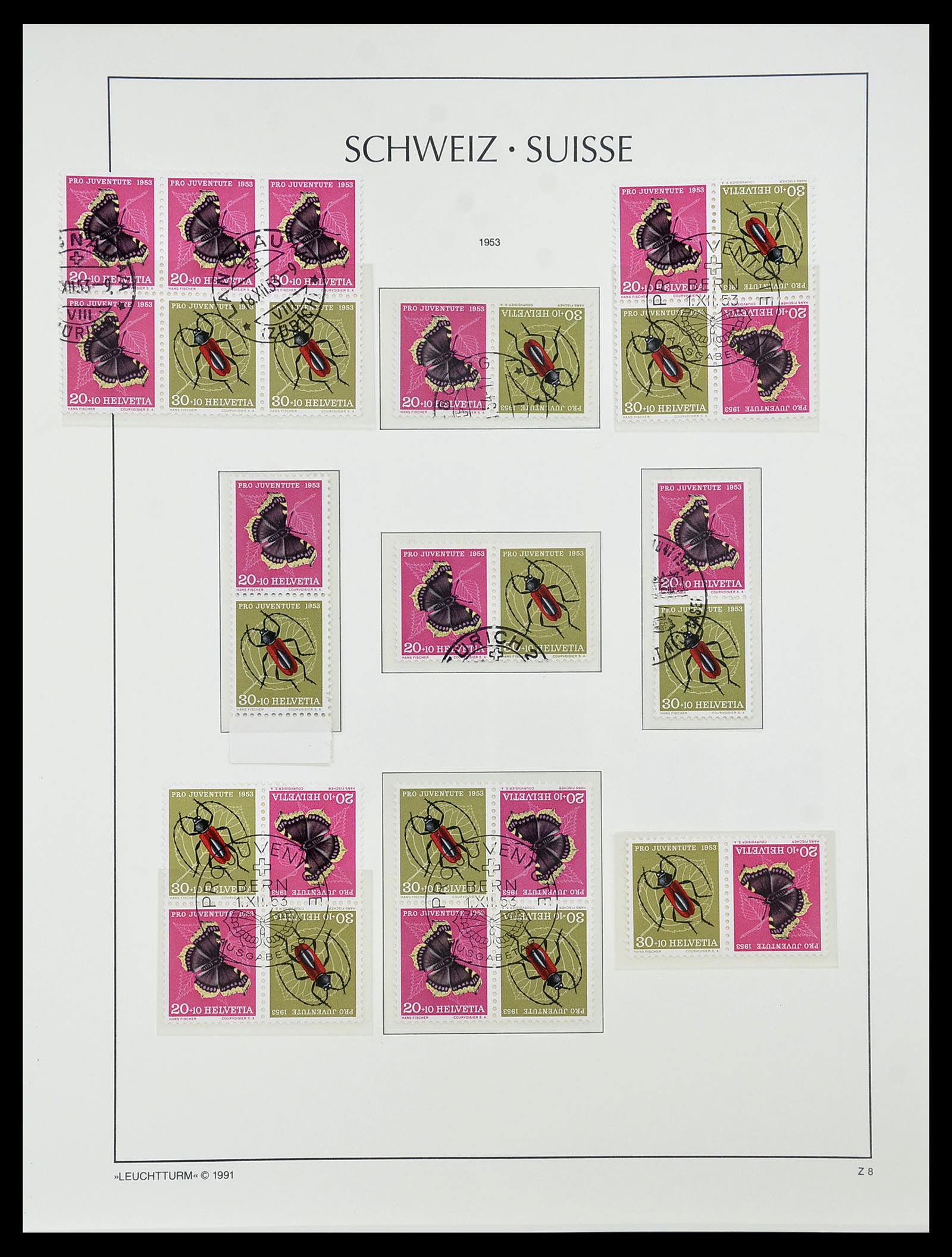 34557 026 - Postzegelverzameling 34557 Zwitserland combinaties 1909-1953.
