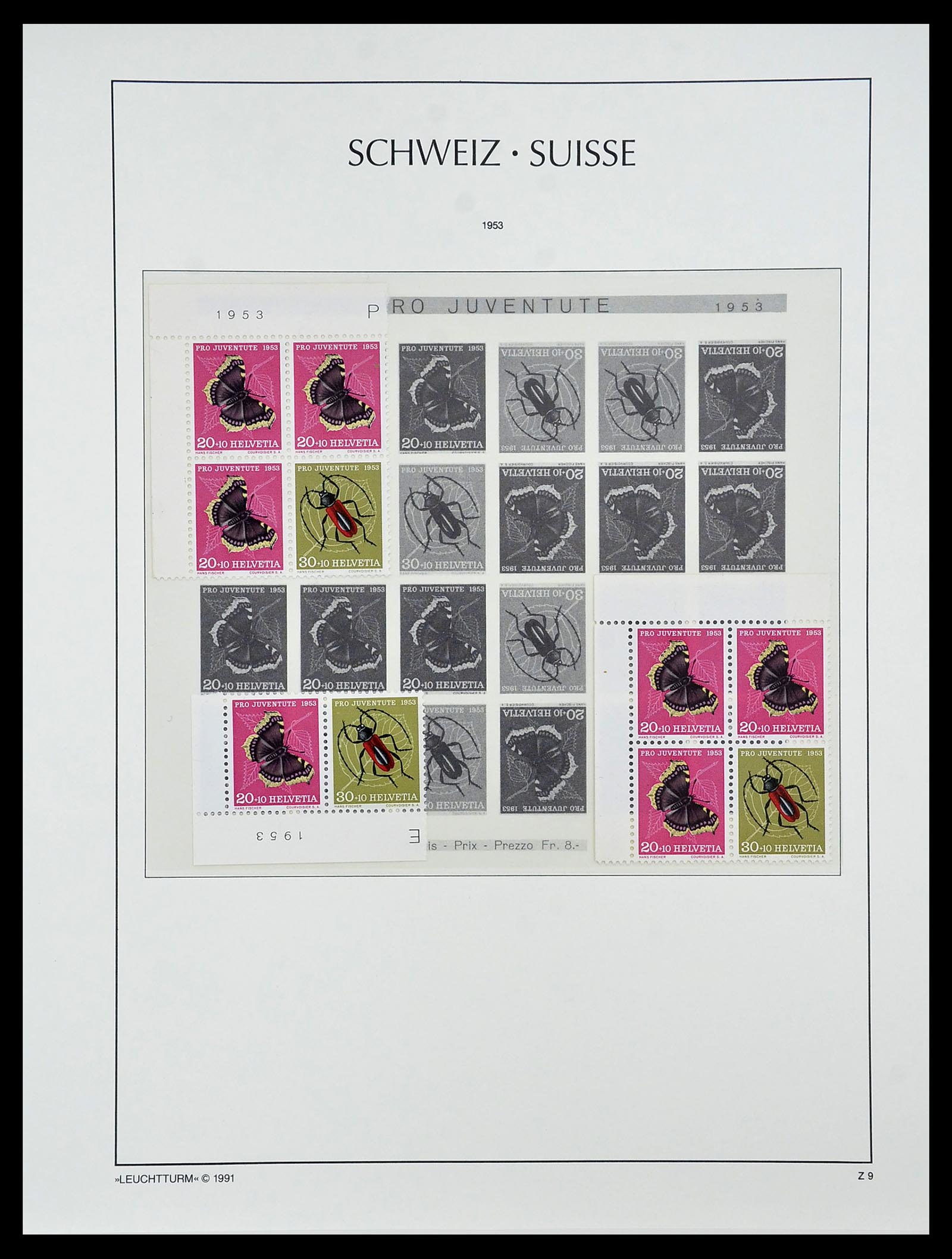 34557 027 - Postzegelverzameling 34557 Zwitserland combinaties 1909-1953.