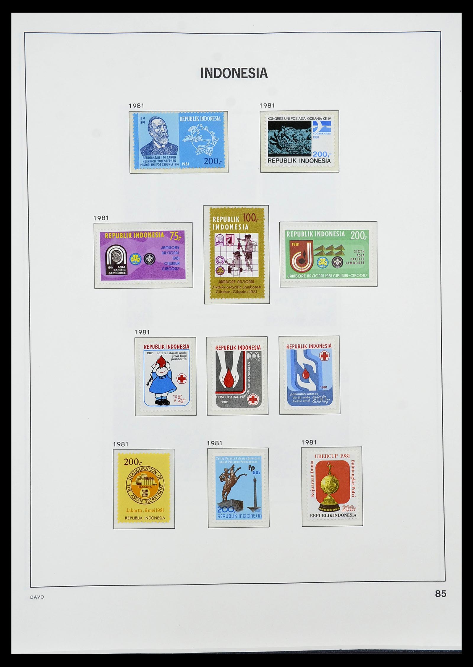 34596 096 - Postzegelverzameling 34596 Indonesië 1949-1991.