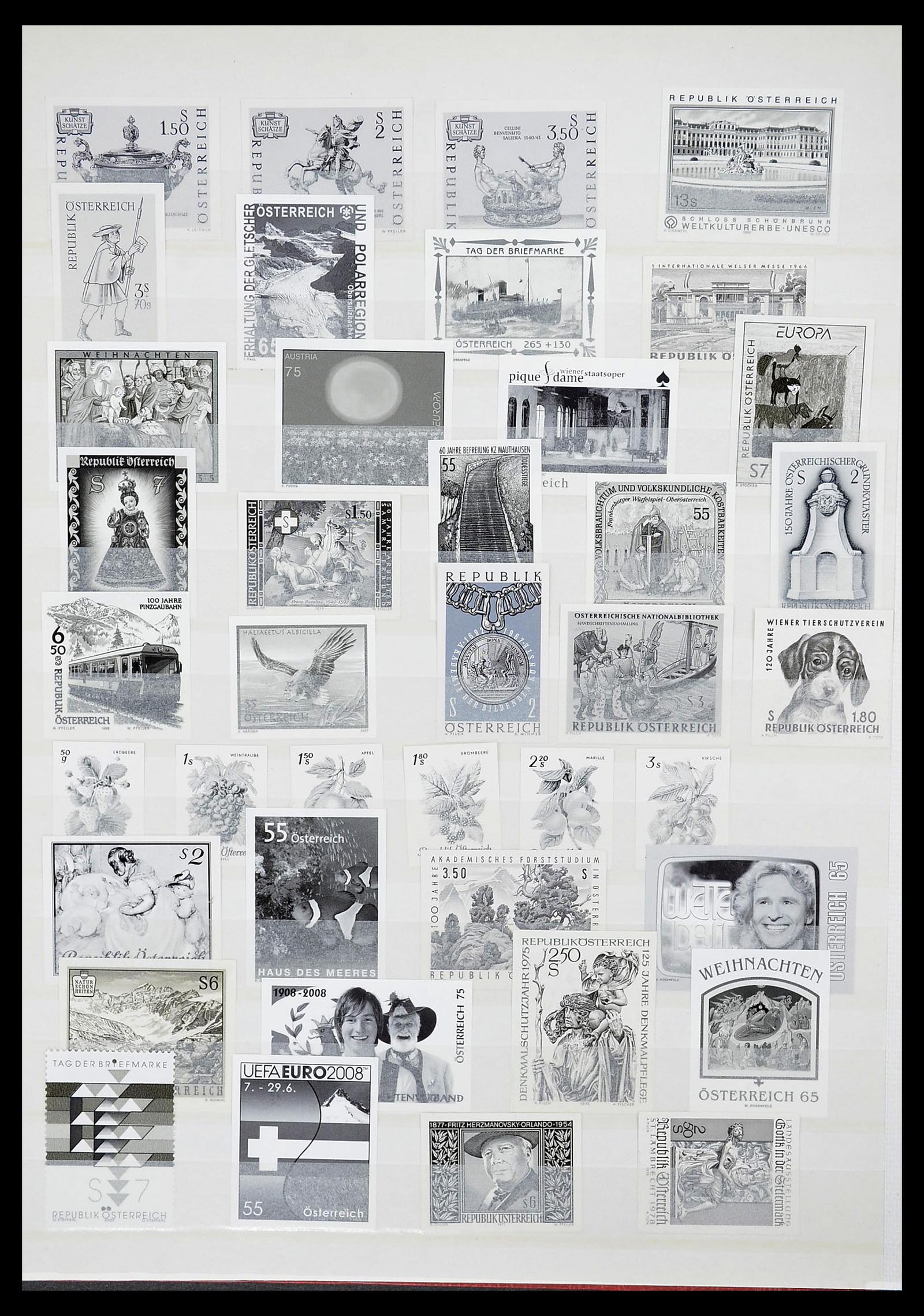 34601 012 - Postzegelverzameling 34601 Oostenrijk zwartdrukken 1959-2011.