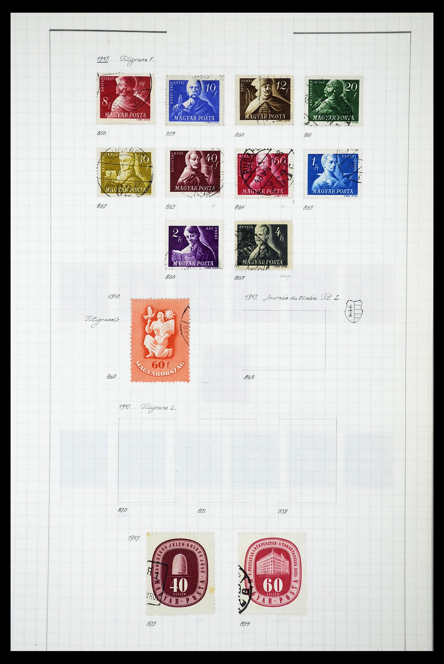 34627 067 - Postzegelverzameling 34627 Hongarije 1871-1950.