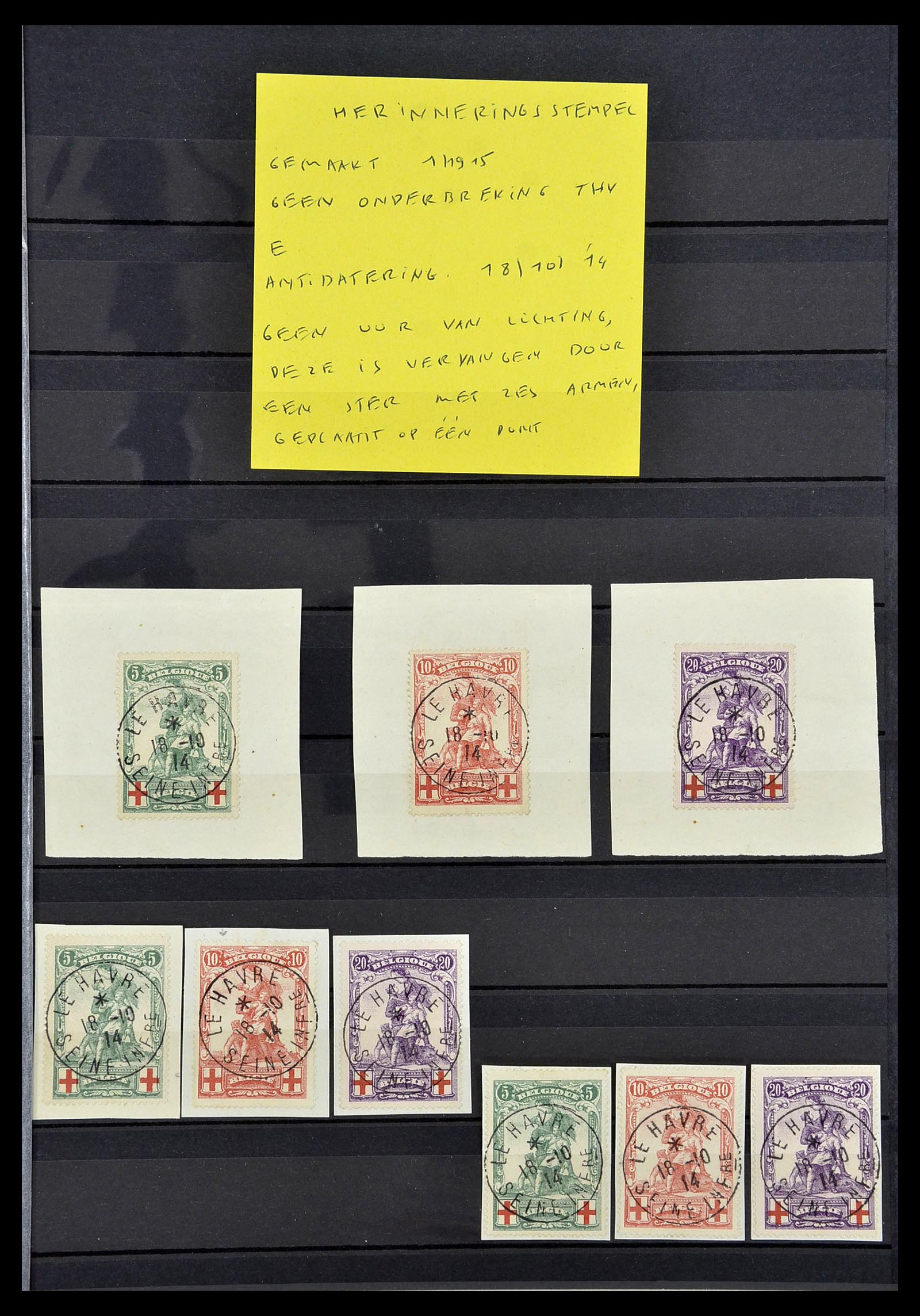 34632 002 - Stamp Collection 34632 Belgium cancels 1914-1915.