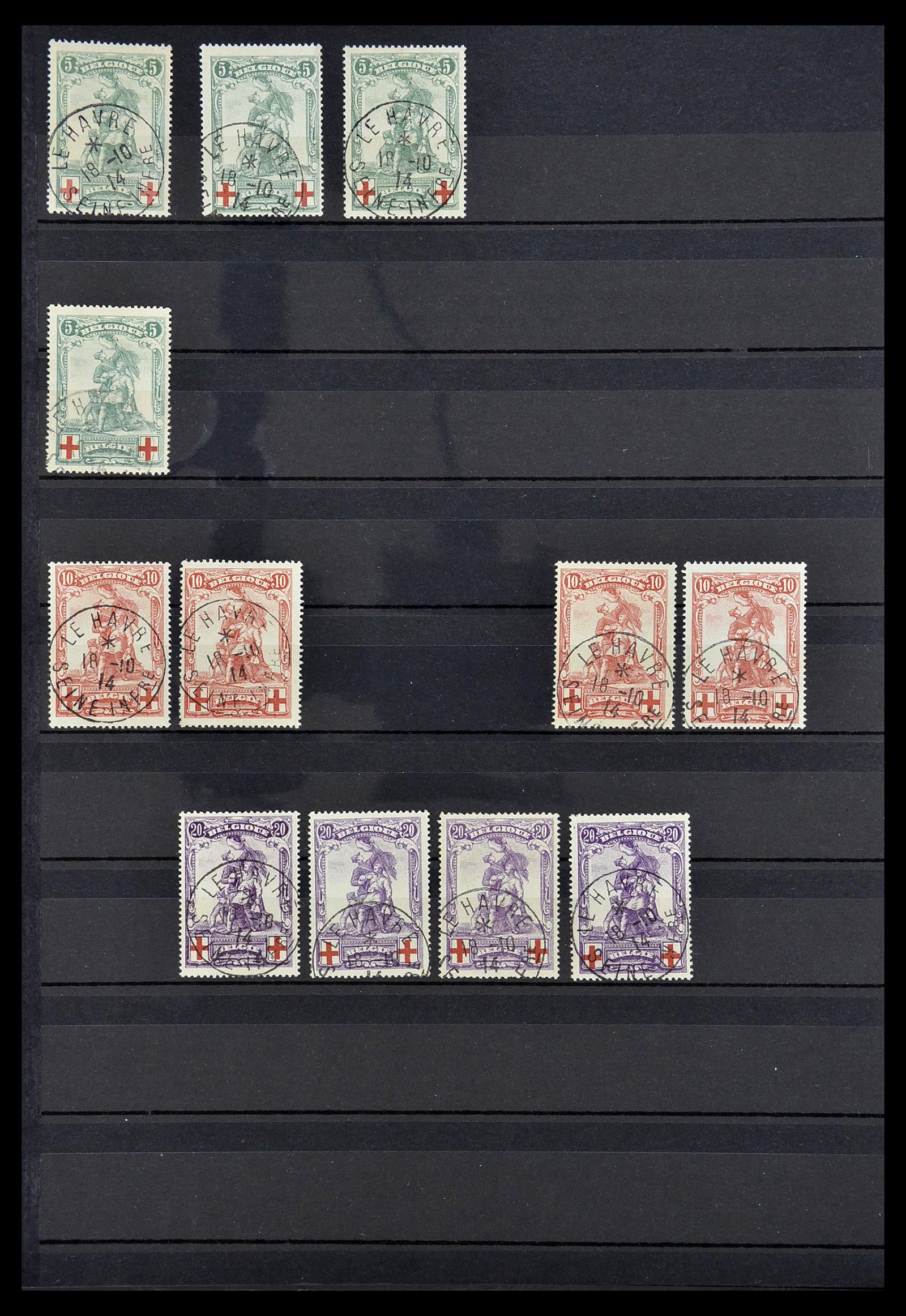 34632 003 - Stamp Collection 34632 Belgium cancels 1914-1915.