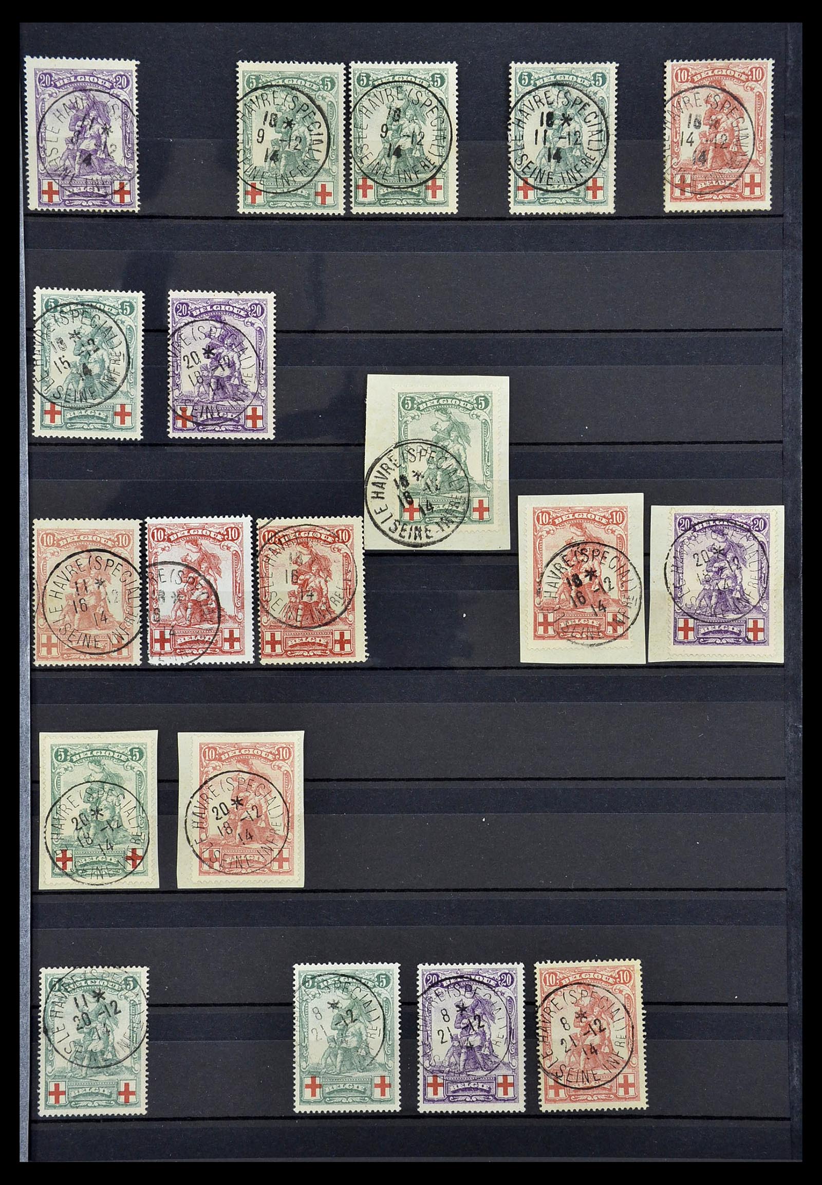 34632 007 - Stamp Collection 34632 Belgium cancels 1914-1915.
