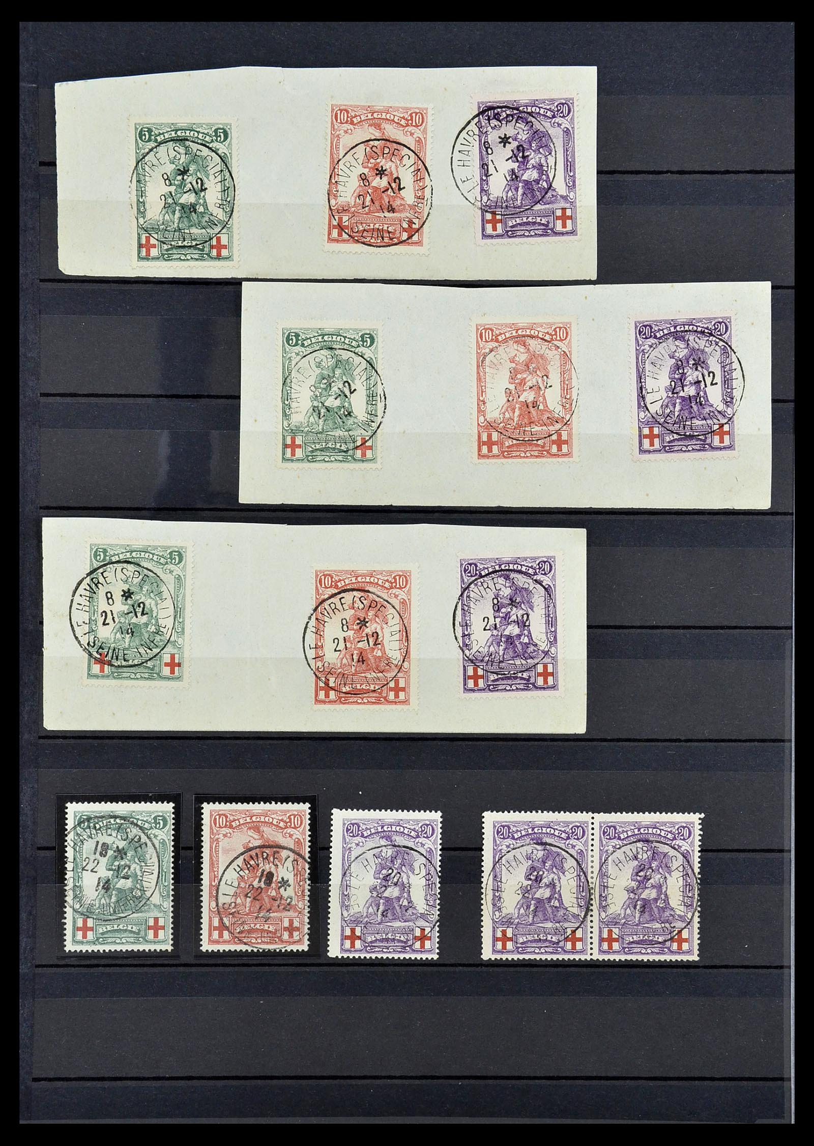 34632 008 - Stamp Collection 34632 Belgium cancels 1914-1915.