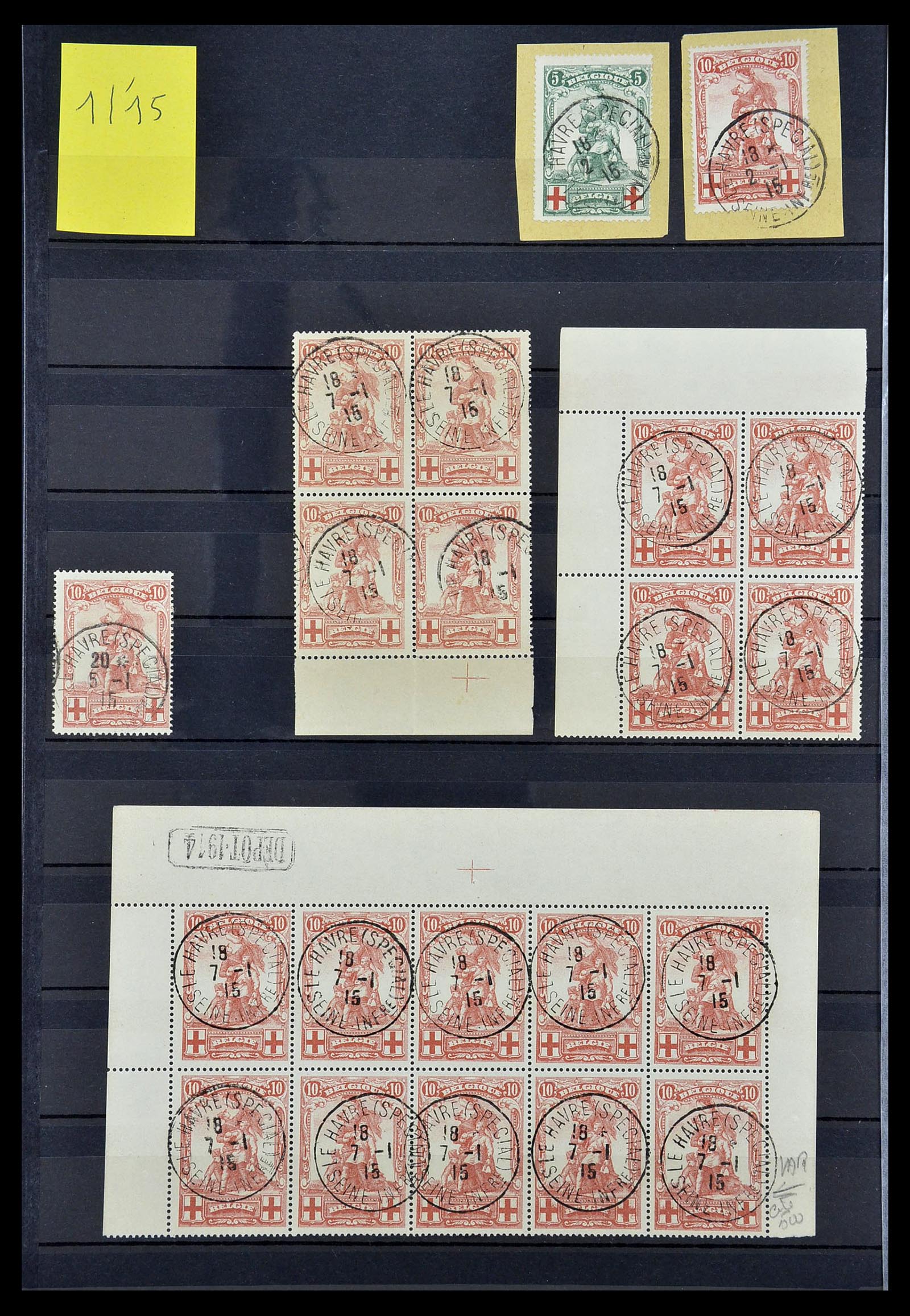 34632 010 - Postzegelverzameling 34632 België stempels 1914-1915.