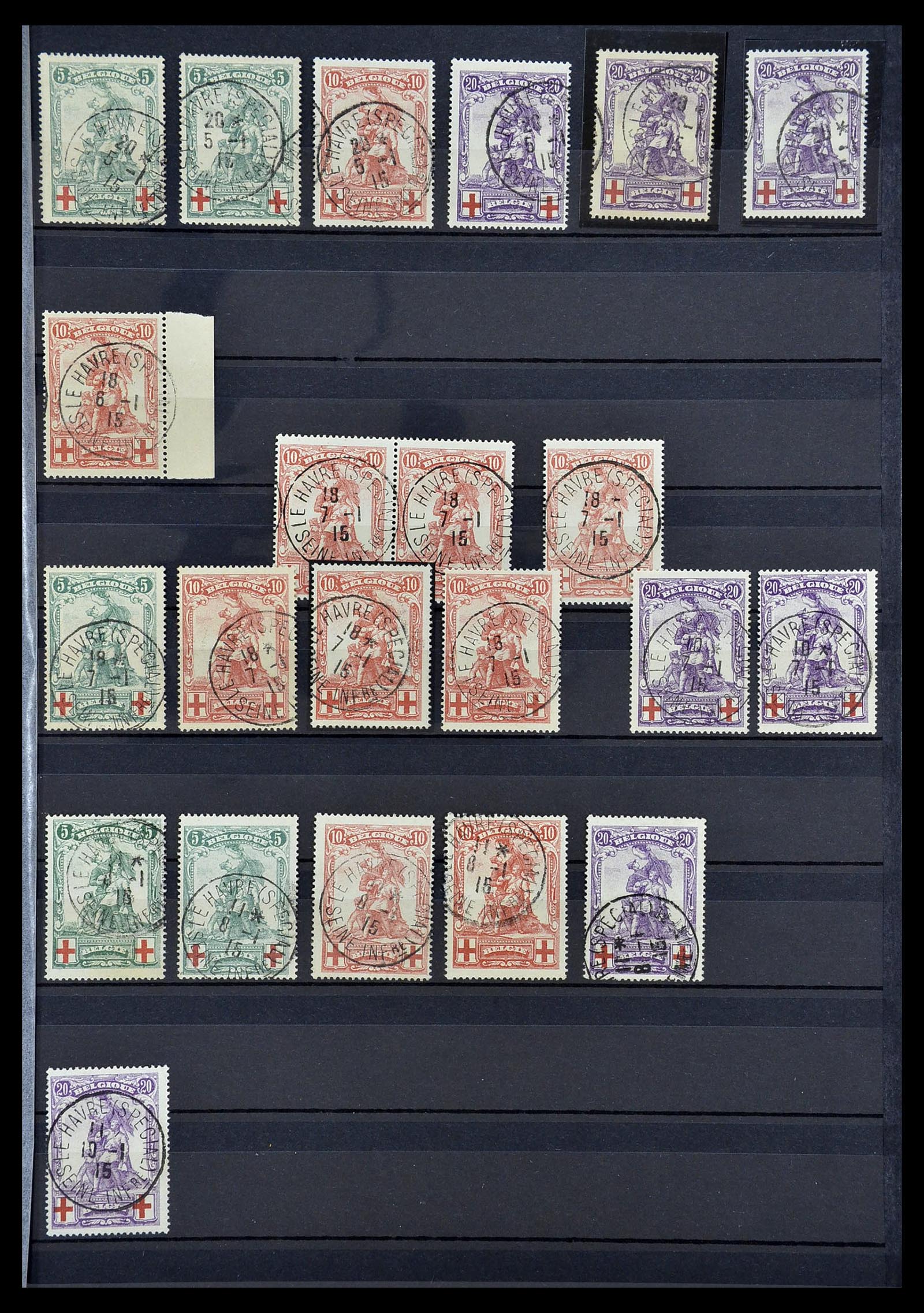 34632 011 - Stamp Collection 34632 Belgium cancels 1914-1915.