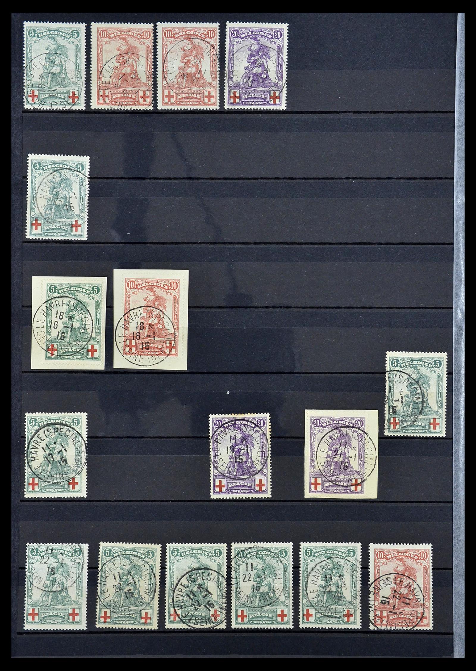34632 012 - Stamp Collection 34632 Belgium cancels 1914-1915.