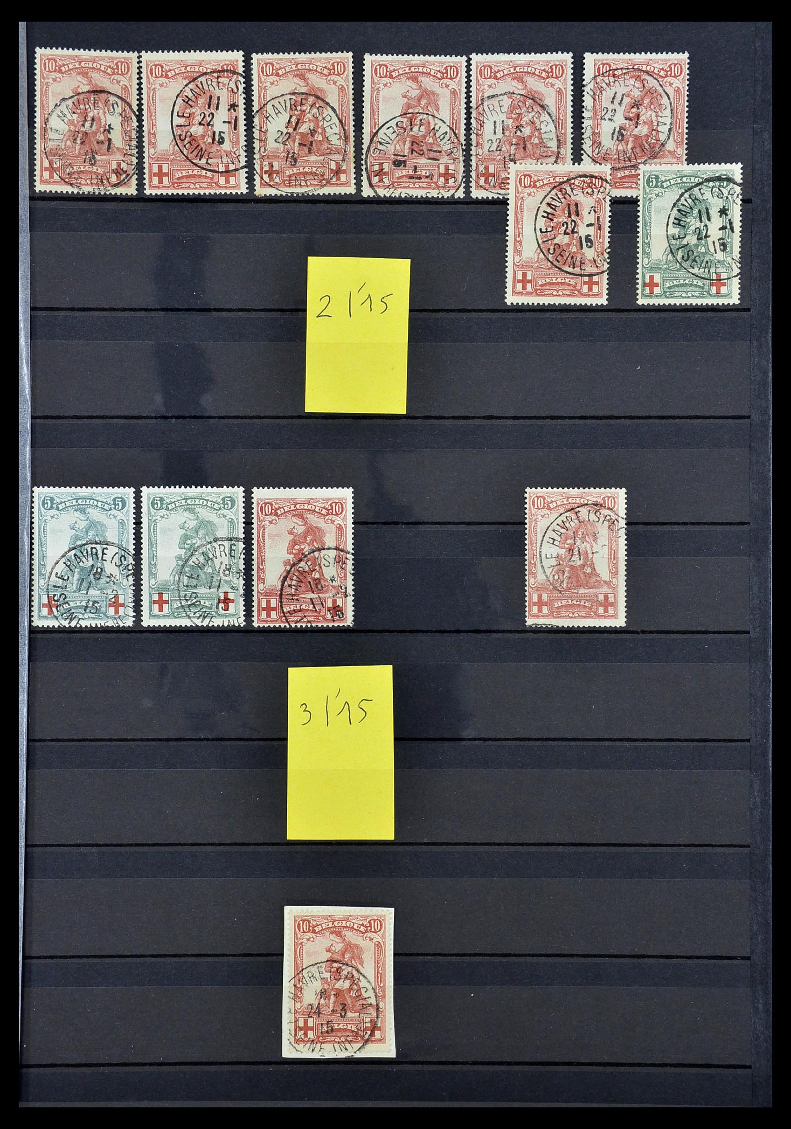 34632 013 - Postzegelverzameling 34632 België stempels 1914-1915.