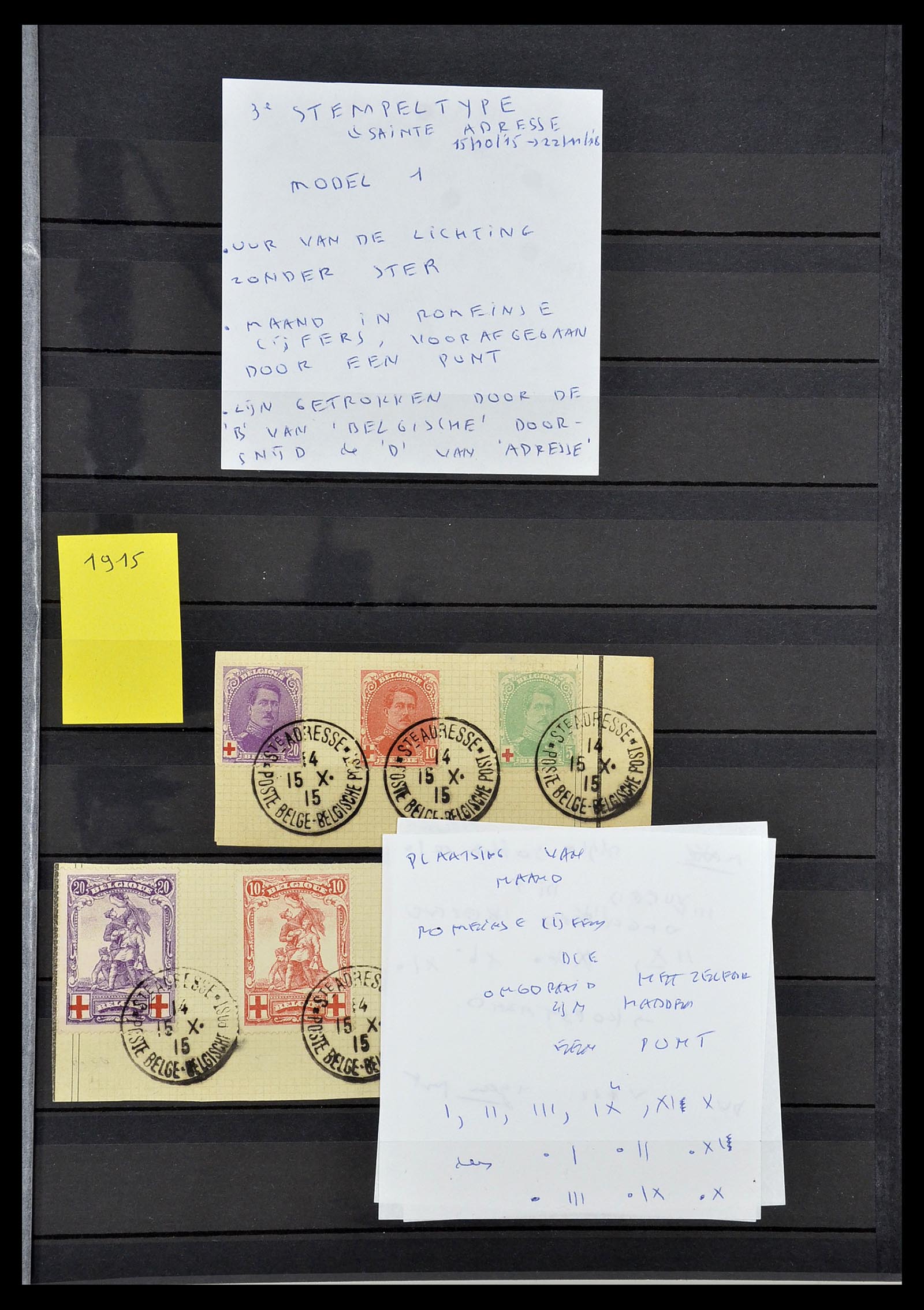 34632 029 - Postzegelverzameling 34632 België stempels 1914-1915.