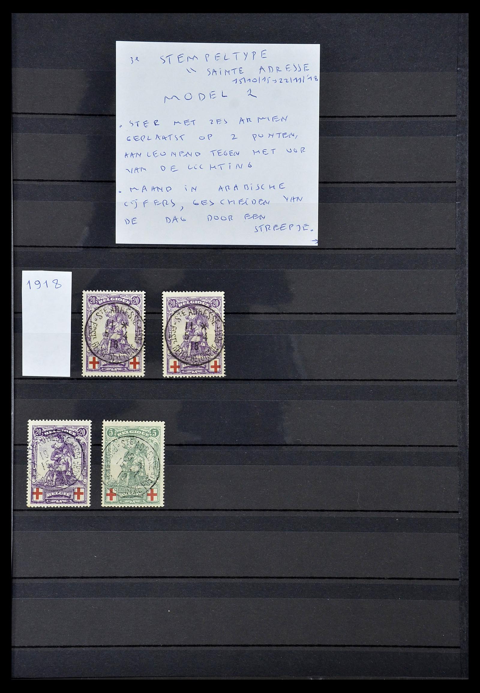 34632 035 - Postzegelverzameling 34632 België stempels 1914-1915.