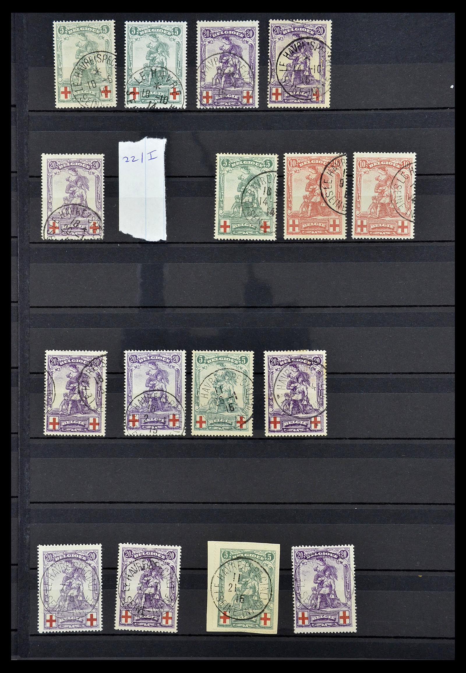 34632 037 - Postzegelverzameling 34632 België stempels 1914-1915.