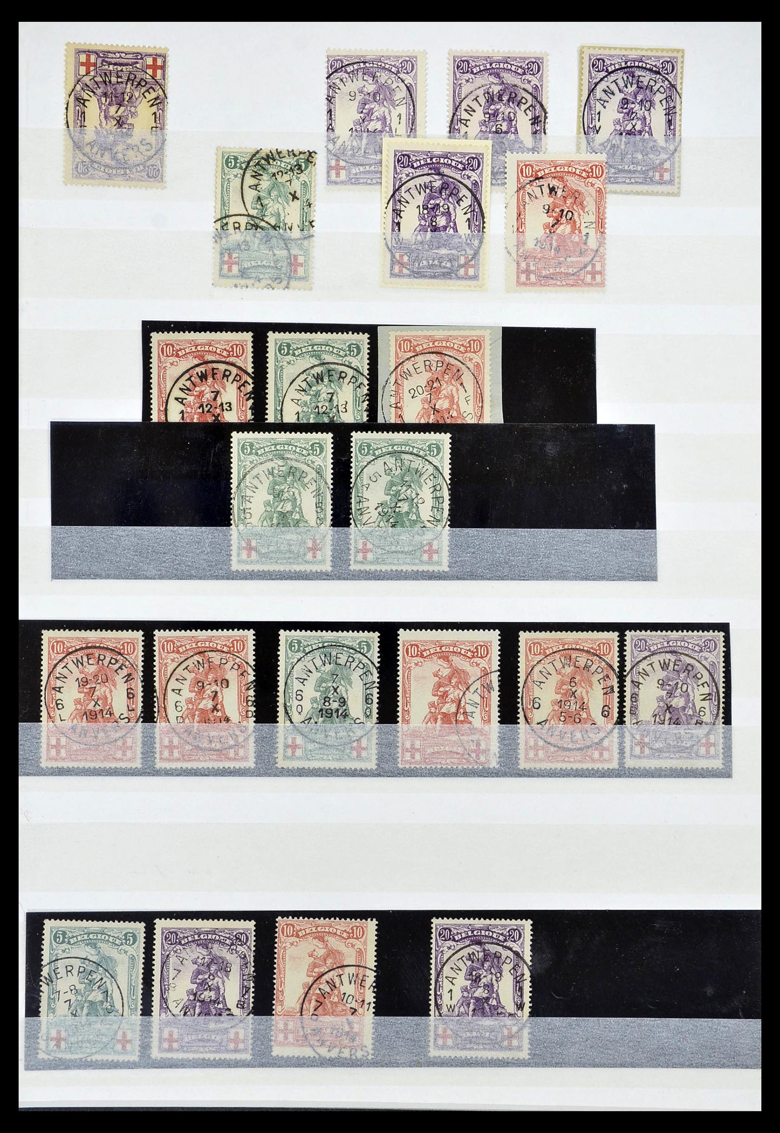 34632 038 - Postzegelverzameling 34632 België stempels 1914-1915.