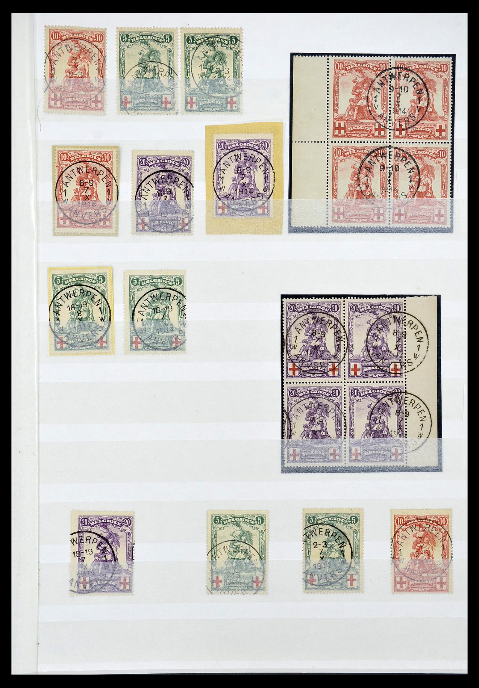 34632 041 - Postzegelverzameling 34632 België stempels 1914-1915.